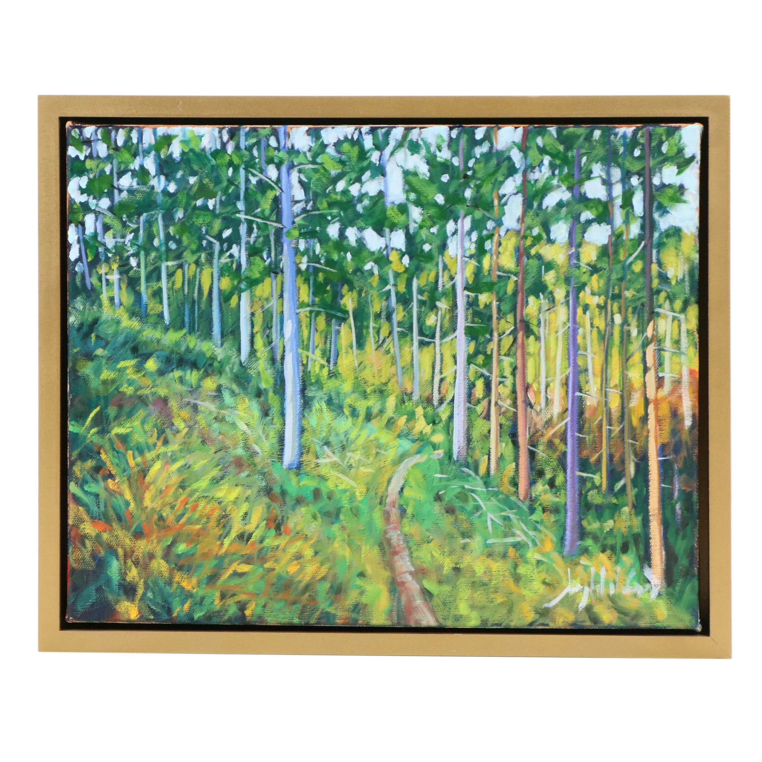 Jay Wilford Woodland Landscape Oil Painting "Pine Ridge," 21st Century