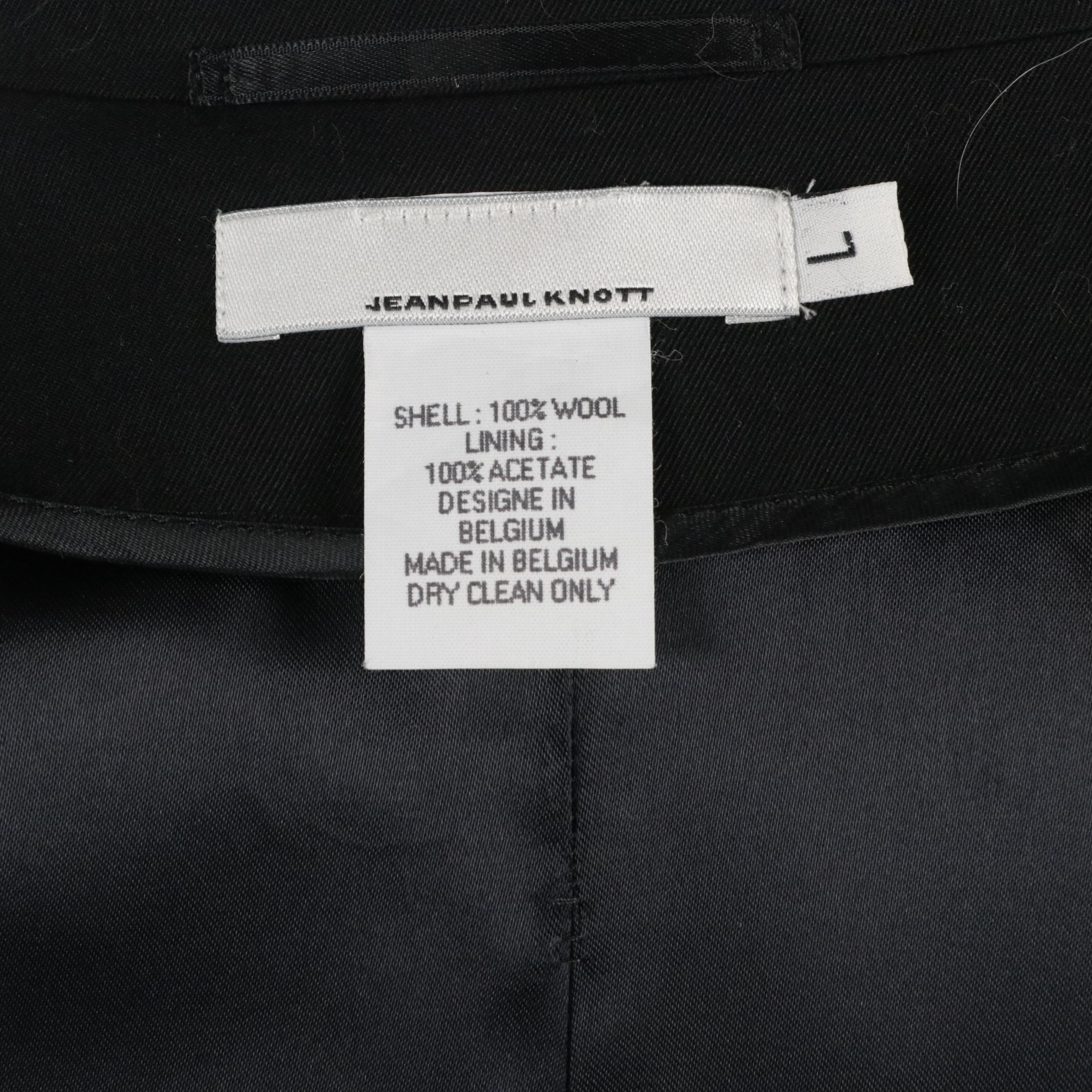 Jean Paul Knott Black Wool Gabardine Open-Front Coat with Removable Sleeves