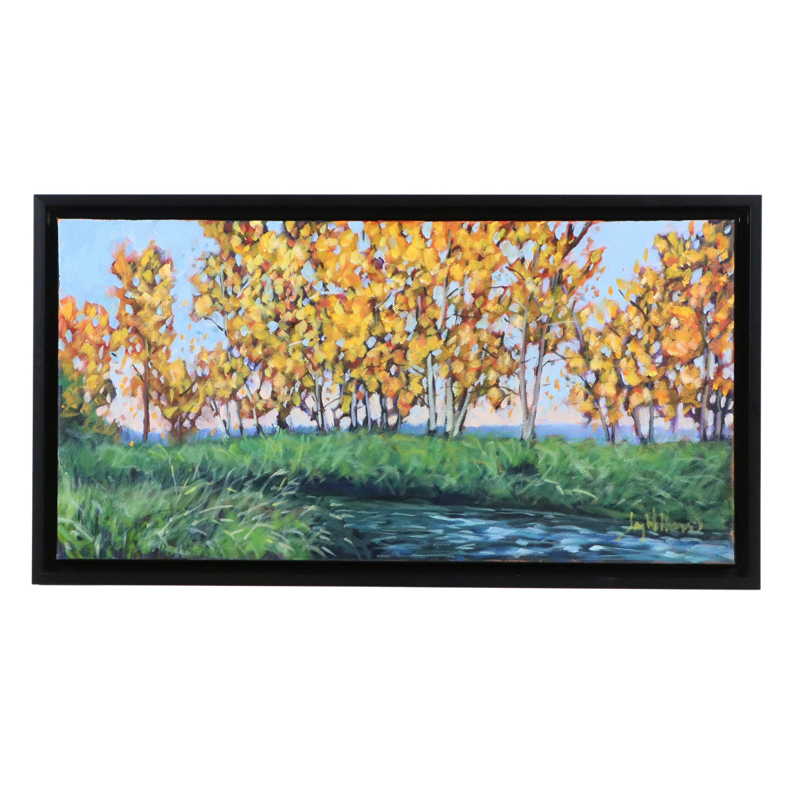 Jay Wilford Landscape Oil Painting "Aspen Creek," 21st Century