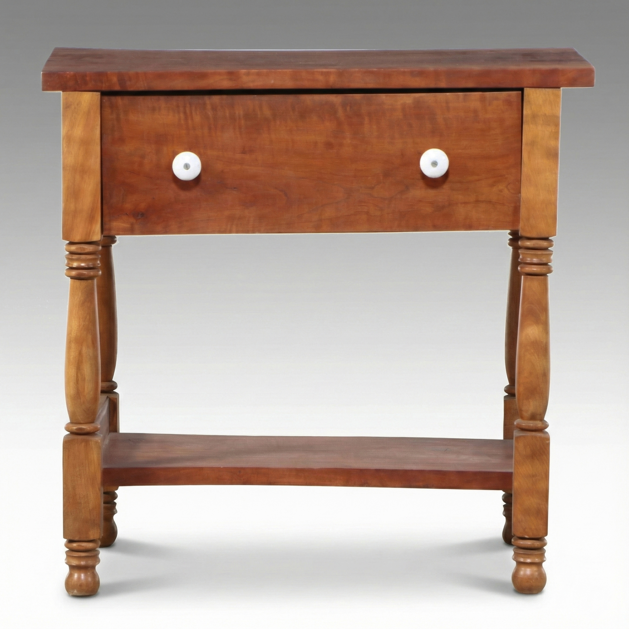 American Sheraton Style Maple and Cherry Single-Drawer Table