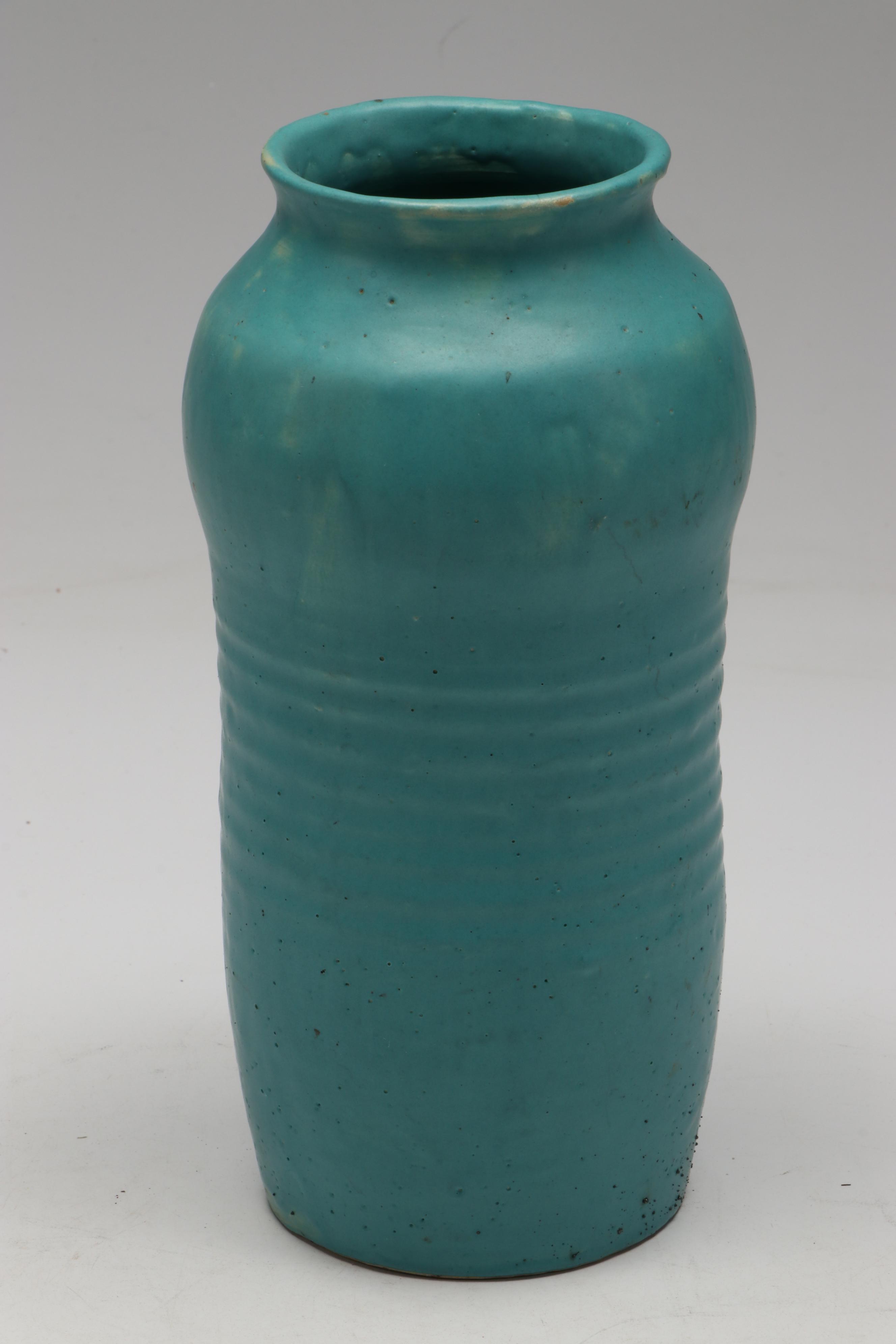 Artist Signed Art Pottery Turquoise Glaze Bowls and Vases