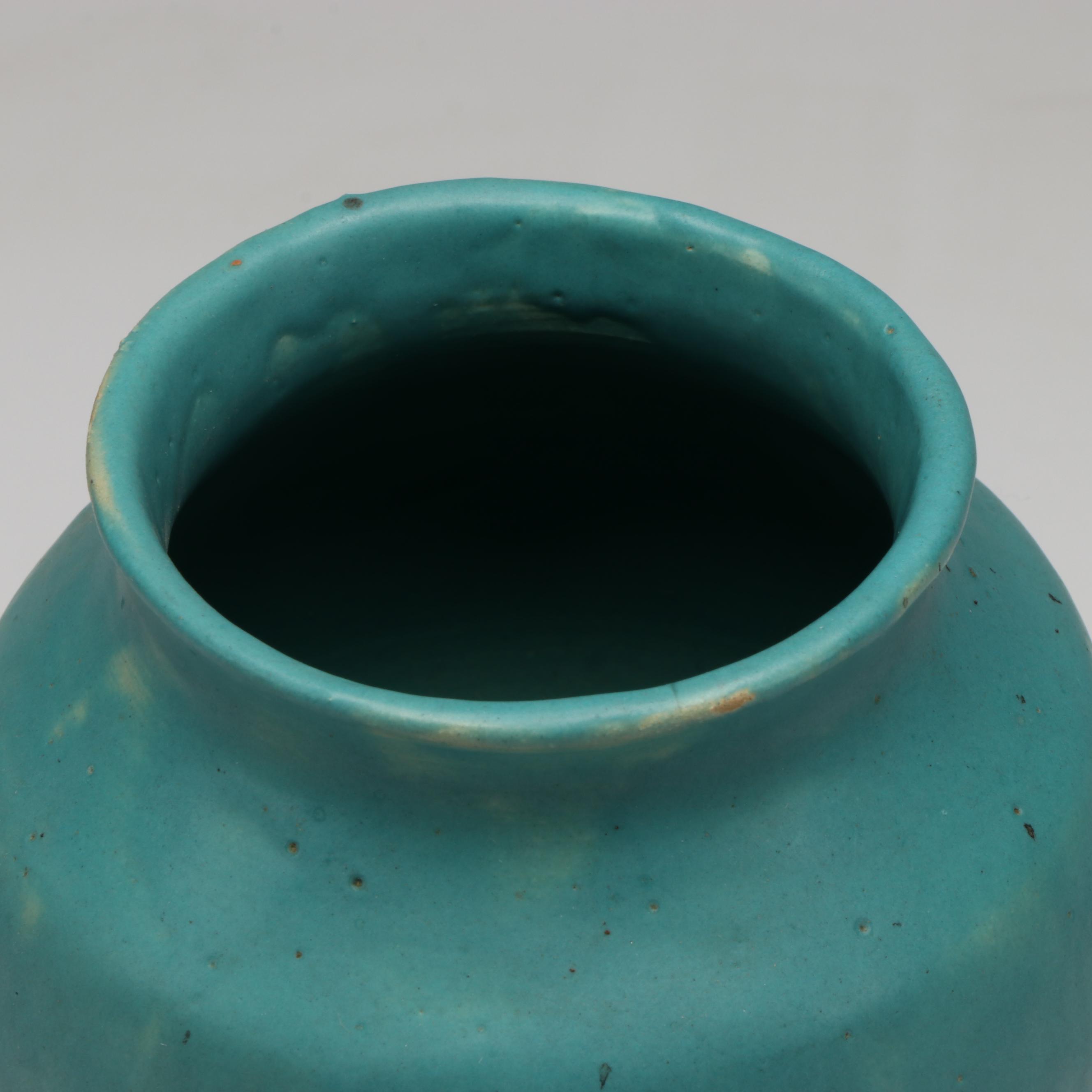 Artist Signed Art Pottery Turquoise Glaze Bowls and Vases