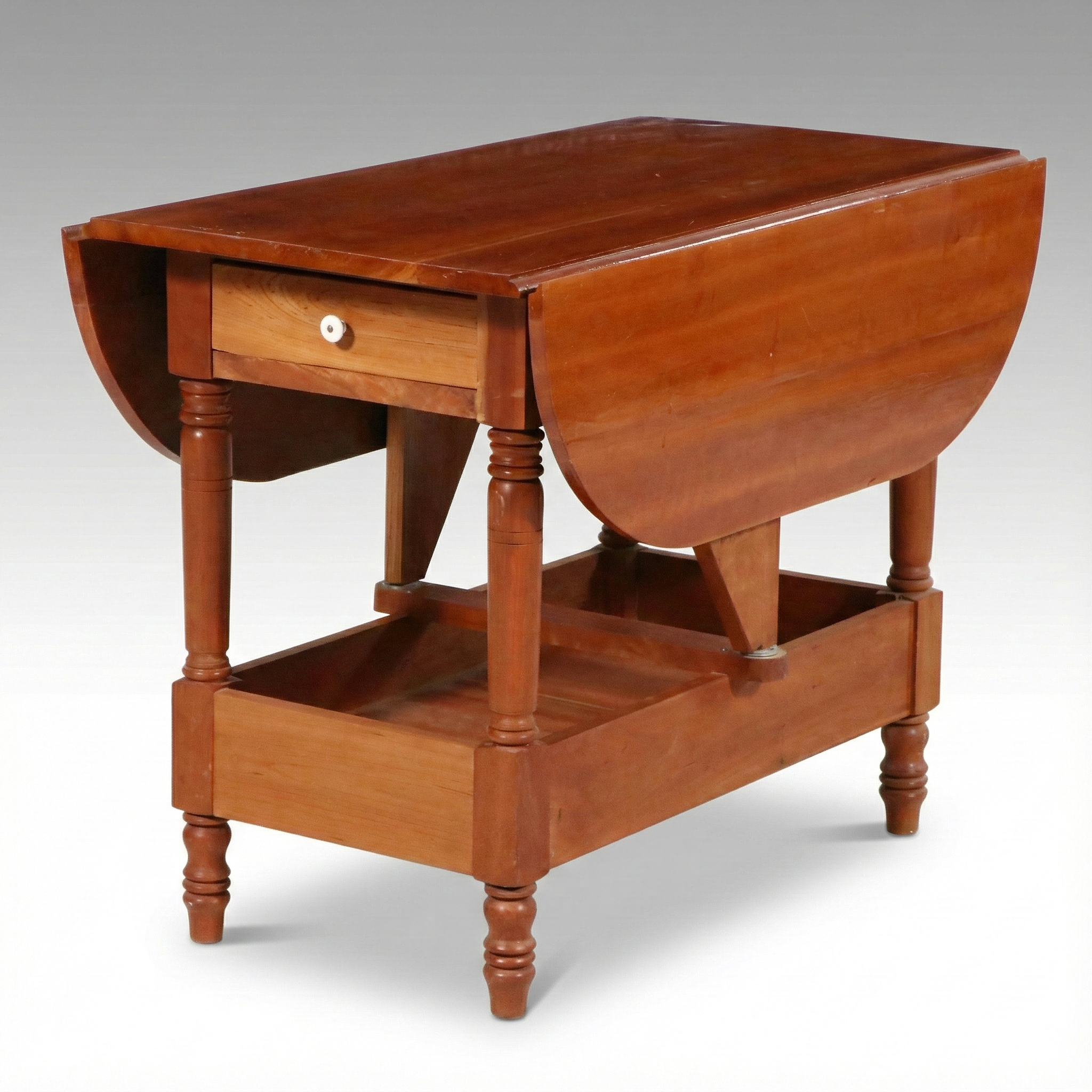 Bench-Made Cherry Drop-Leaf Side Table, Late 20th Century