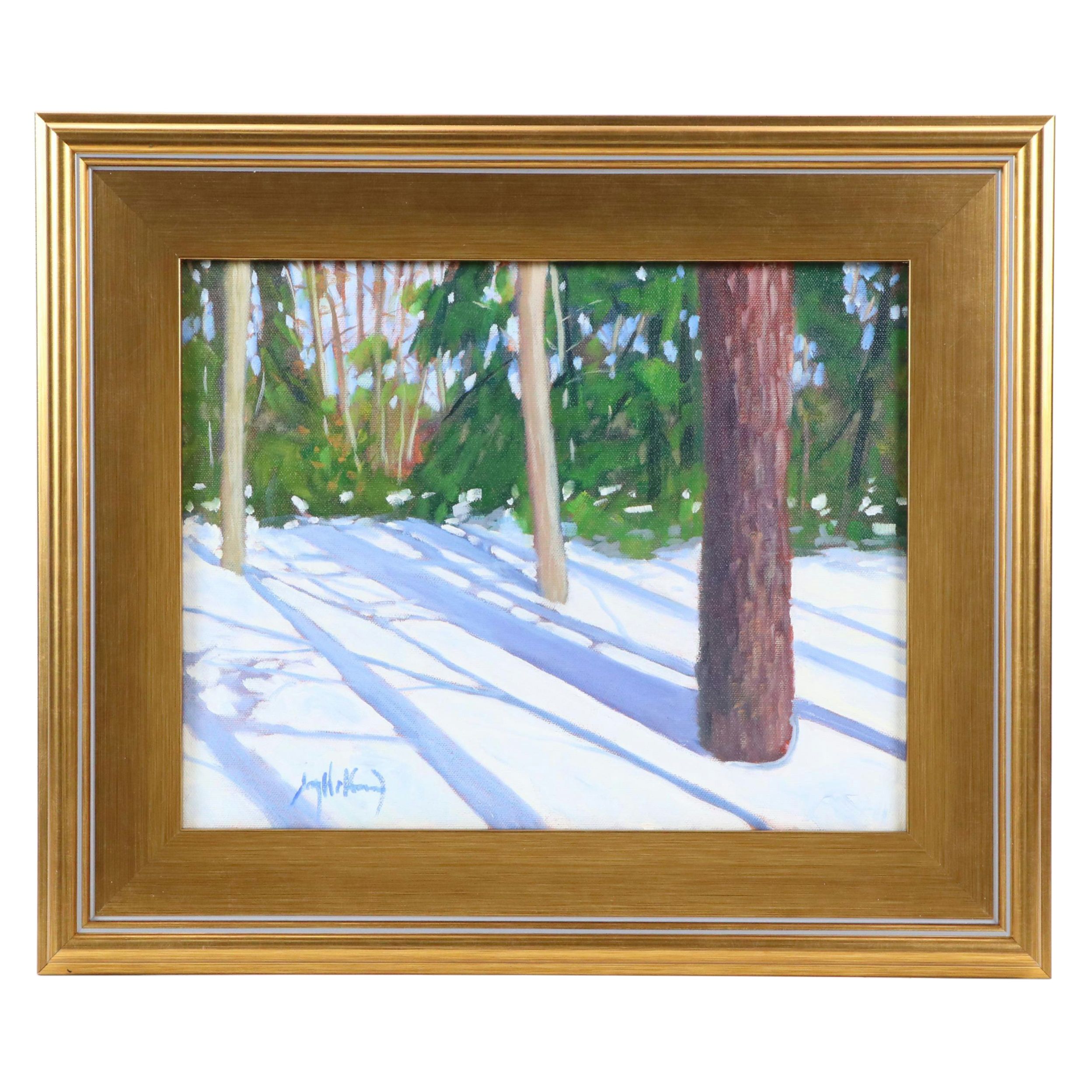 Jay Wilford Landscape Oil Painting "Snow Shadow," 21st Century