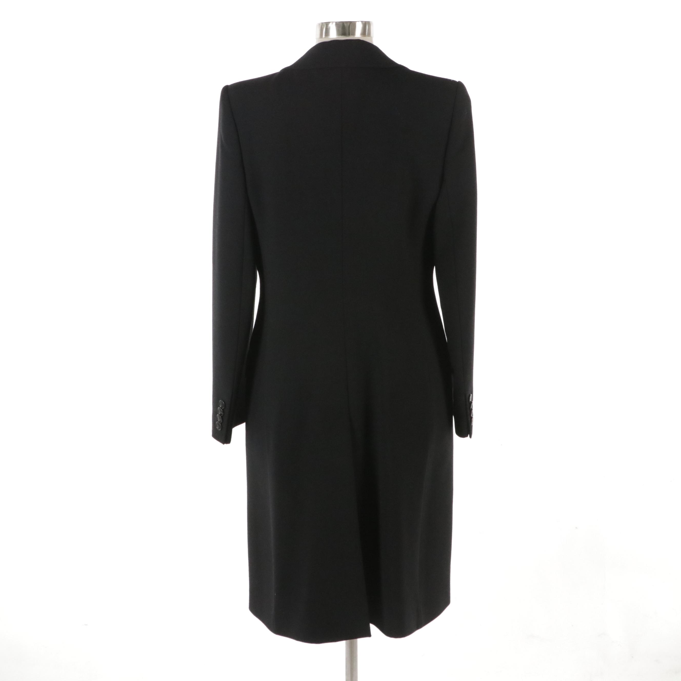 Dolce & Gabbana Black Wool Coat with Leopard Print Lining