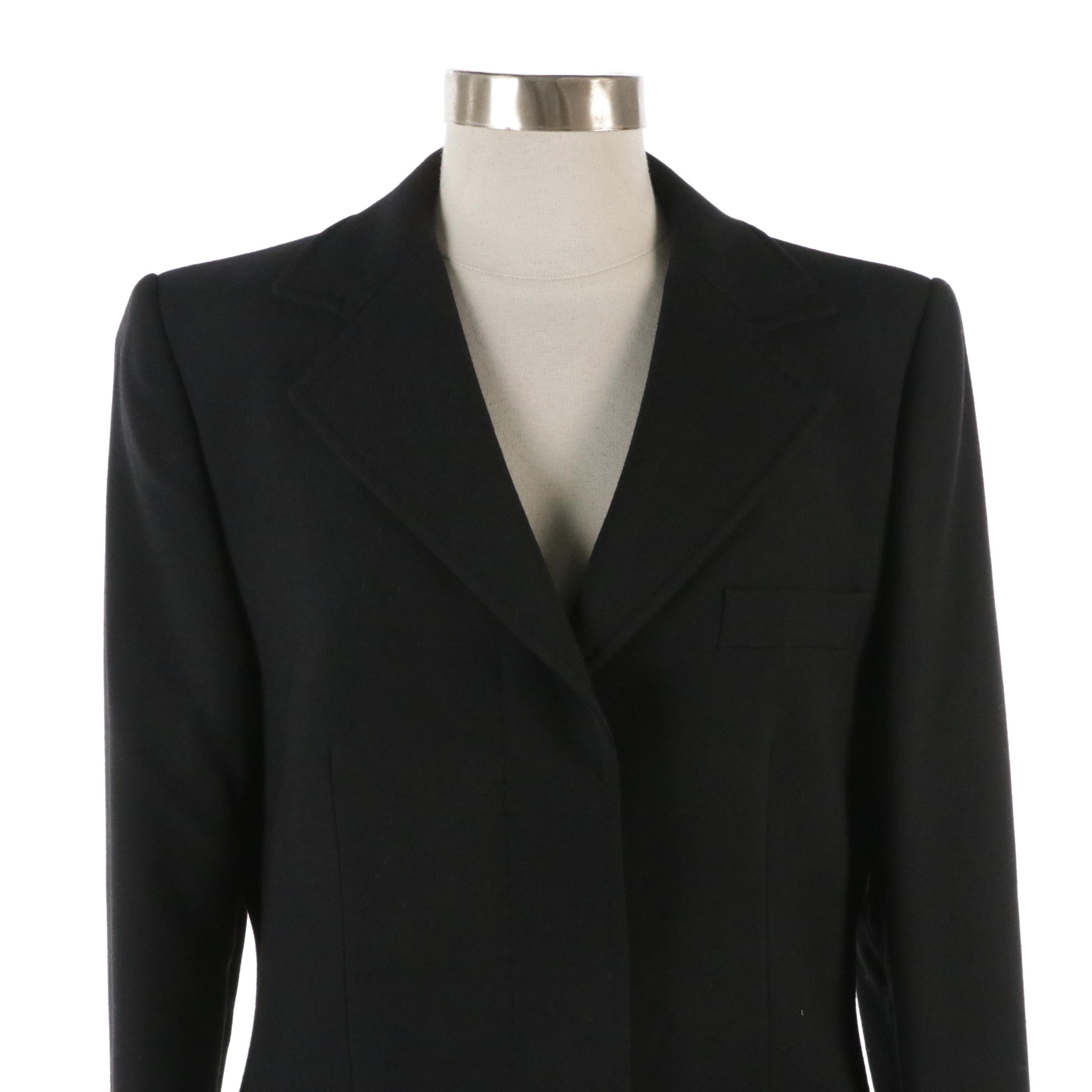 Dolce & Gabbana Black Wool Coat with Leopard Print Lining