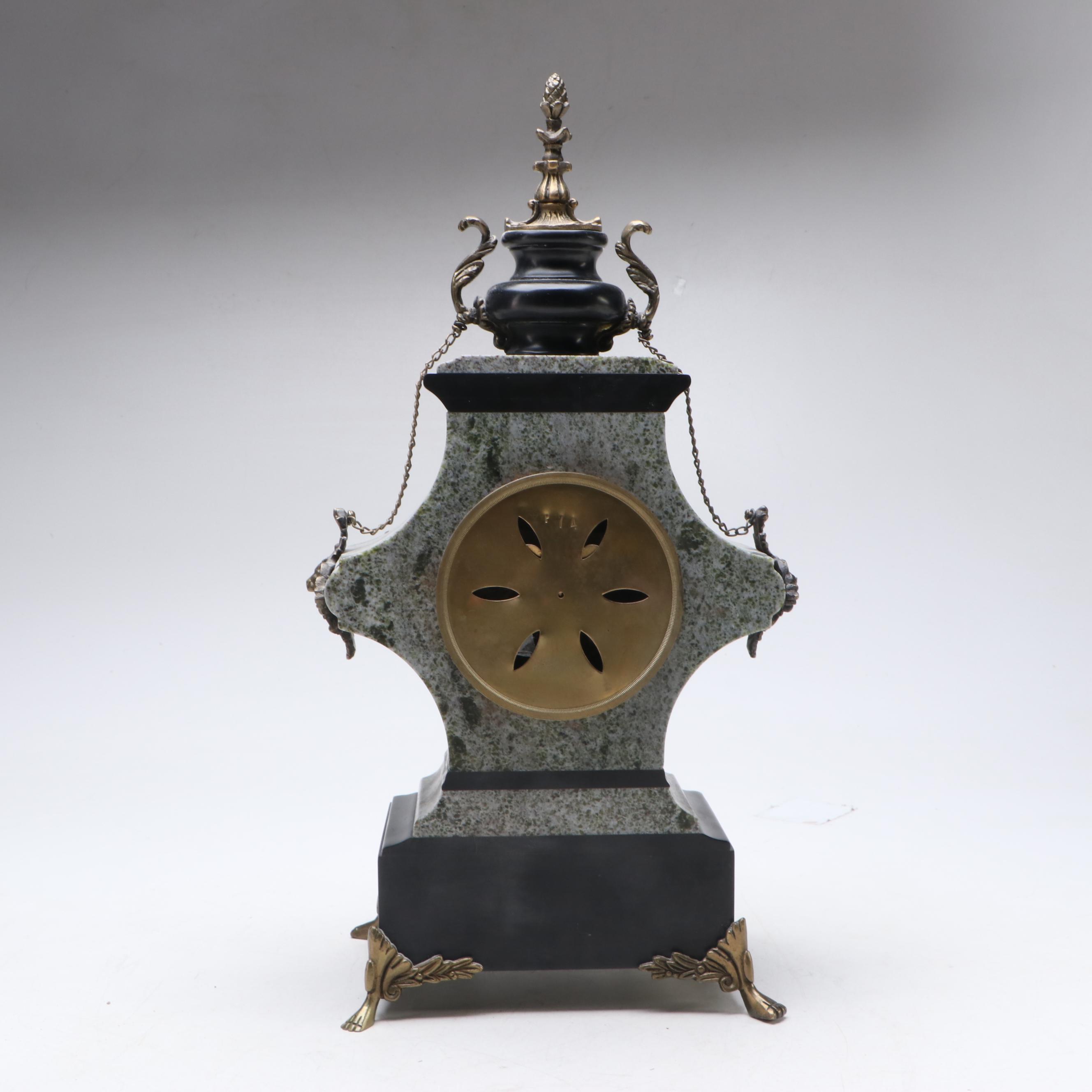Victorian Style Ornamental Marble and Bronze Mantel Clock