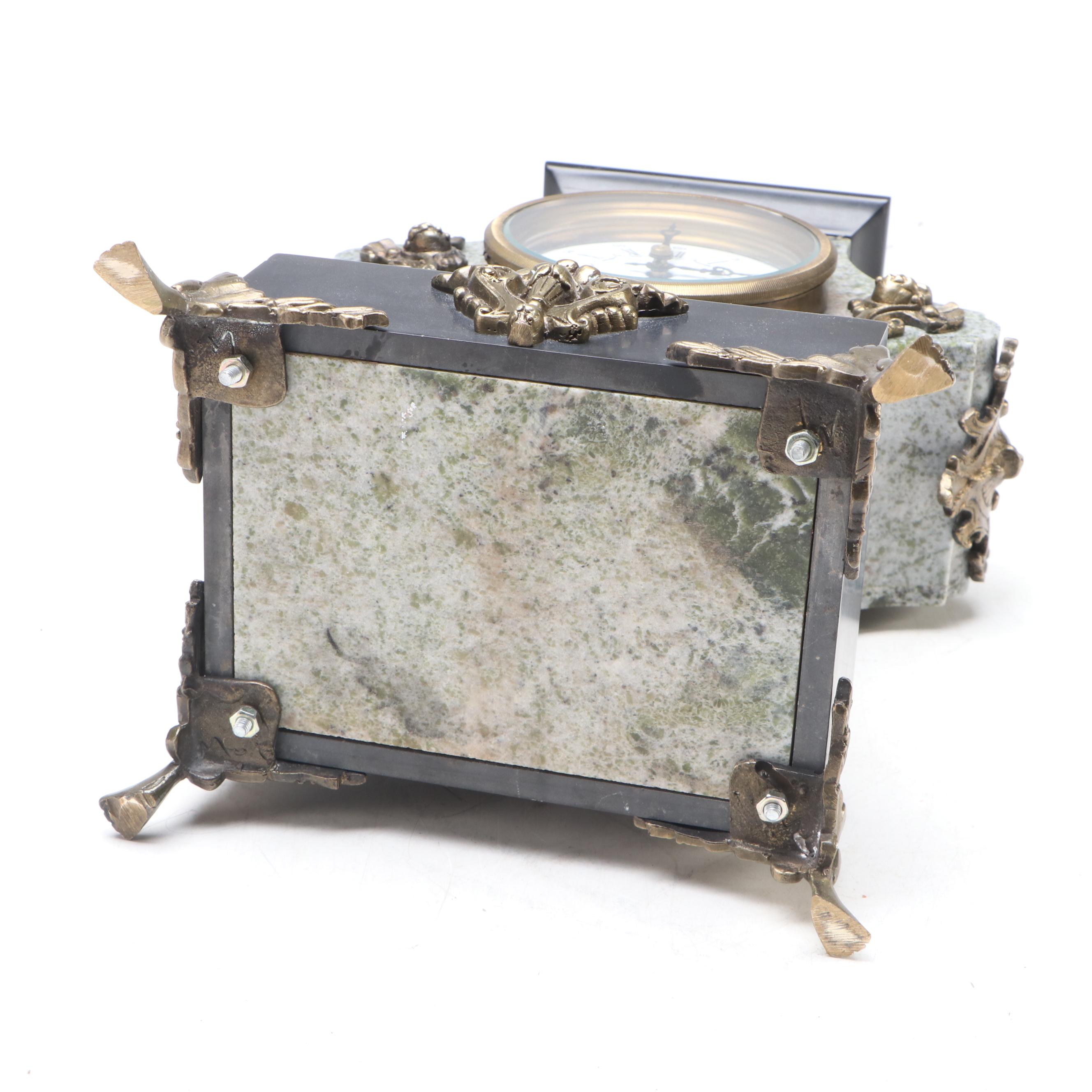 Victorian Style Ornamental Marble and Bronze Mantel Clock