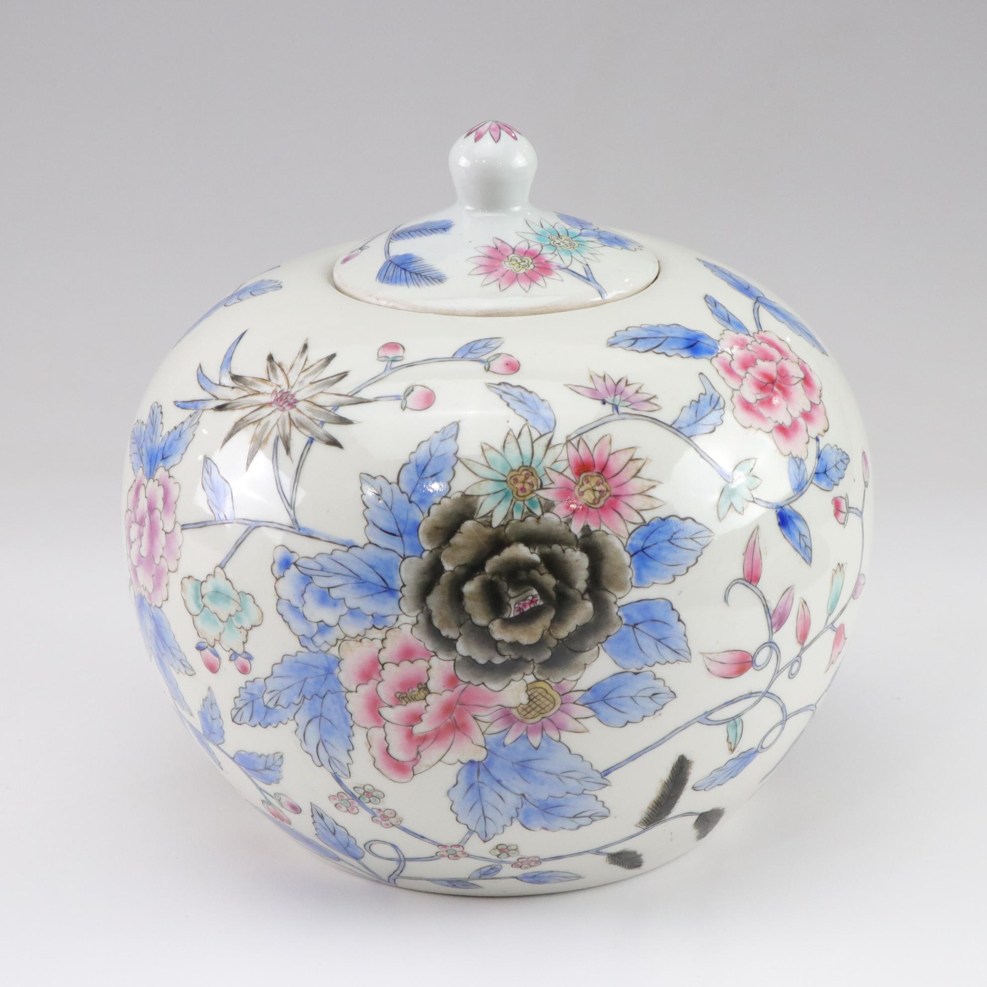 Chinese Porcelain Floral Melon Jars