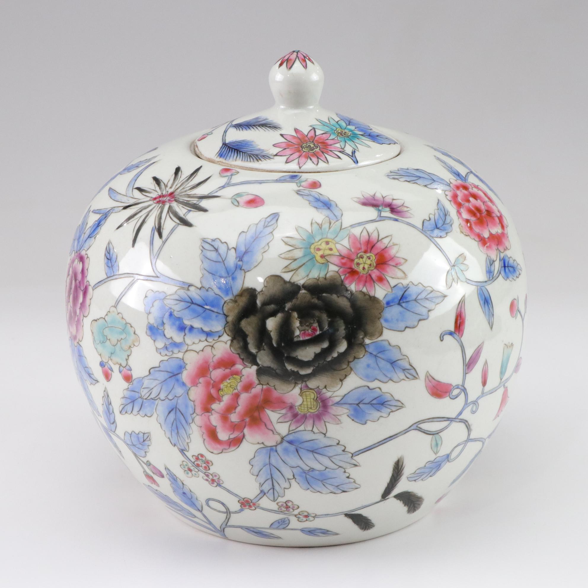 Chinese Porcelain Floral Melon Jars