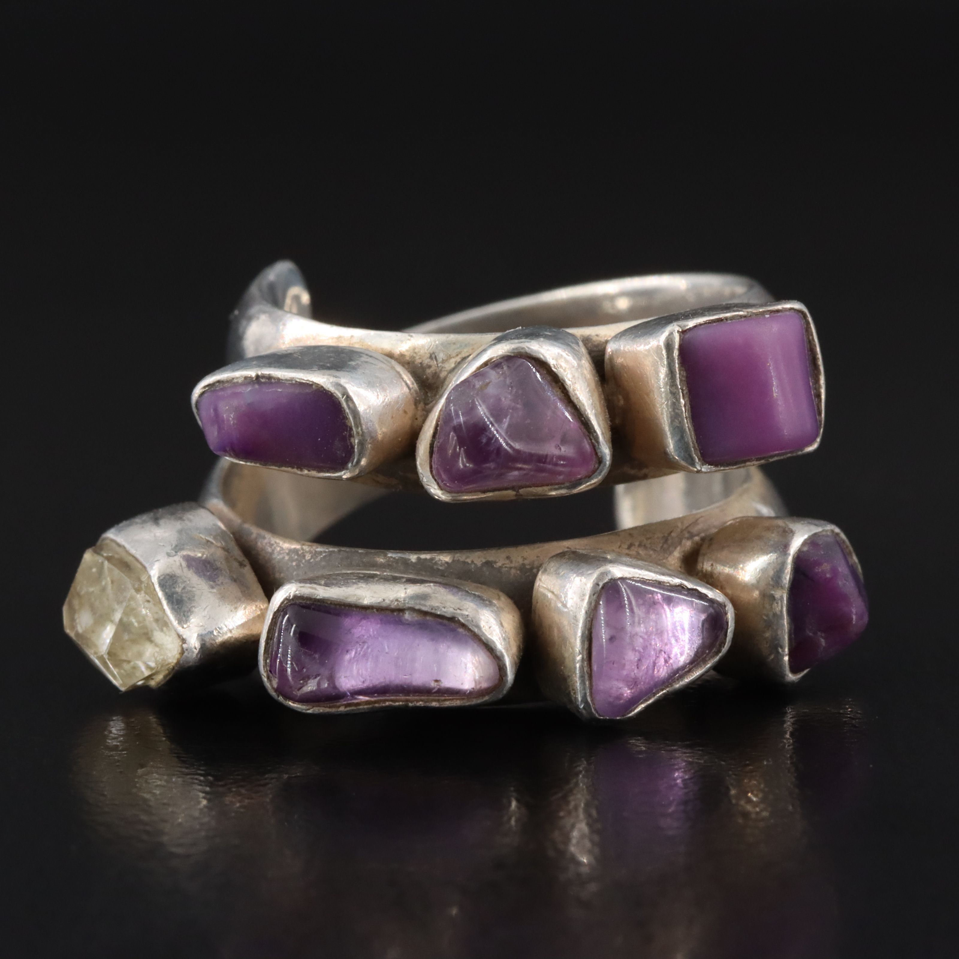 Lilly Barrack Sterling Amethyst and Quartz Ring