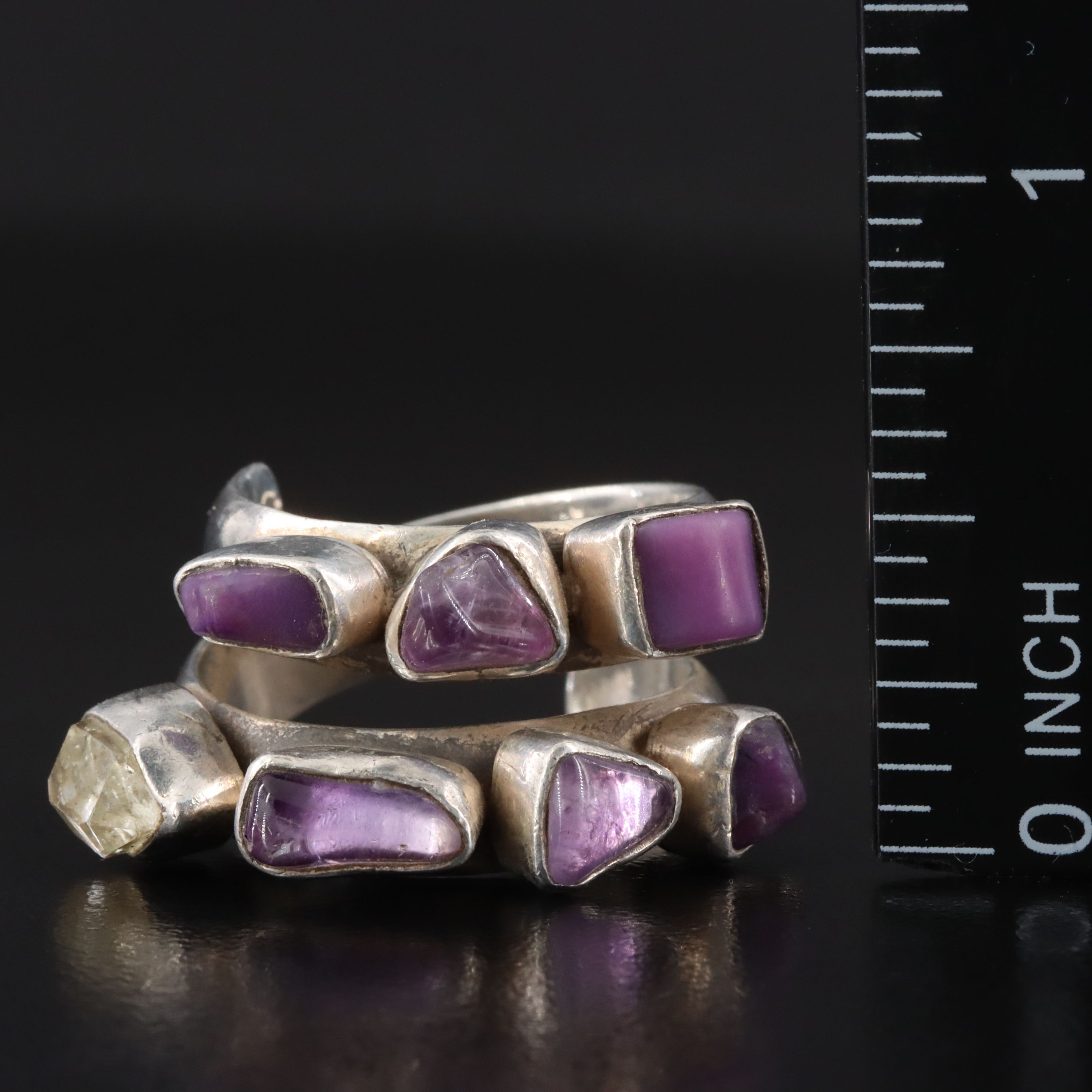 Lilly Barrack Sterling Amethyst and Quartz Ring