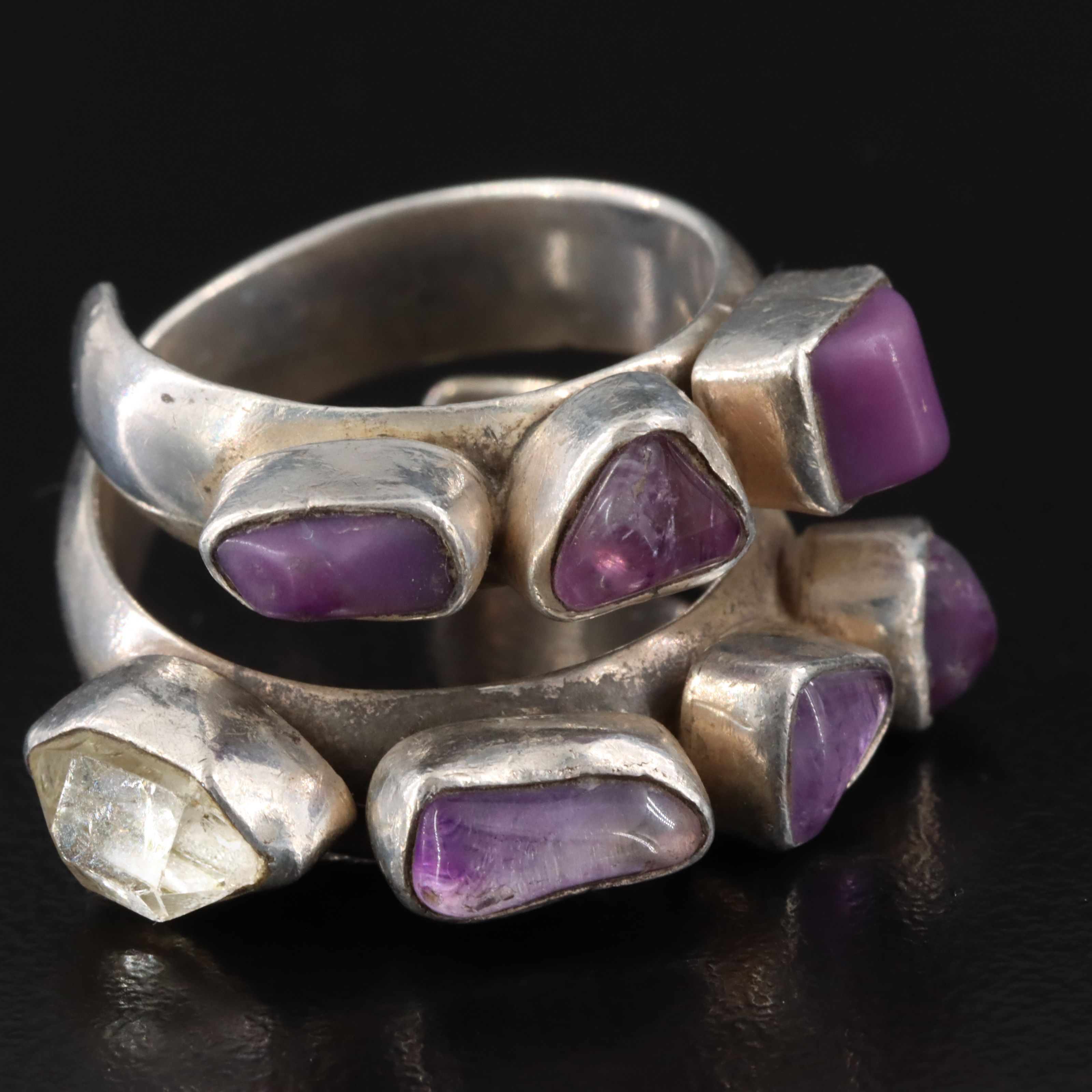 Lilly Barrack Sterling Amethyst and Quartz Ring