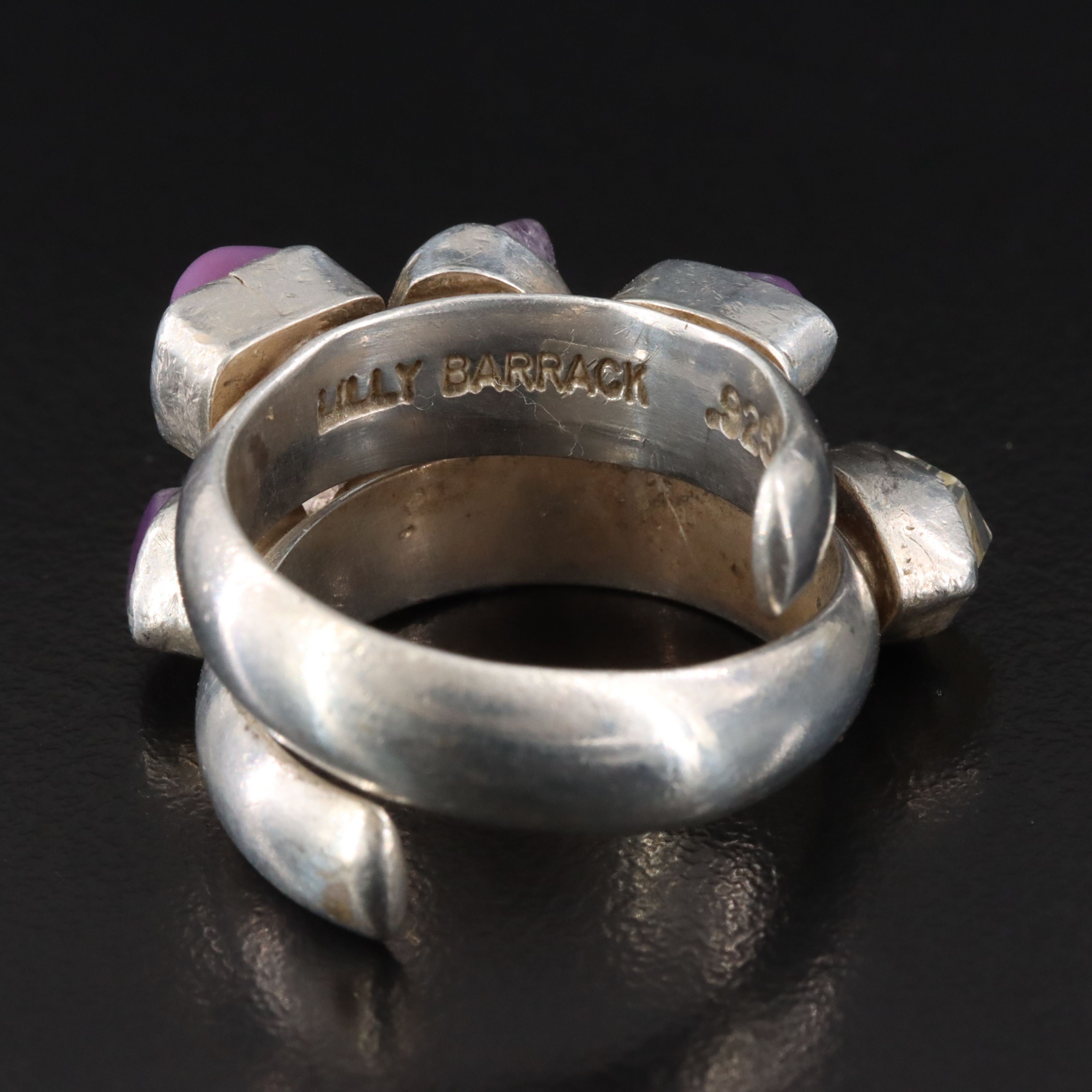Lilly Barrack Sterling Amethyst and Quartz Ring