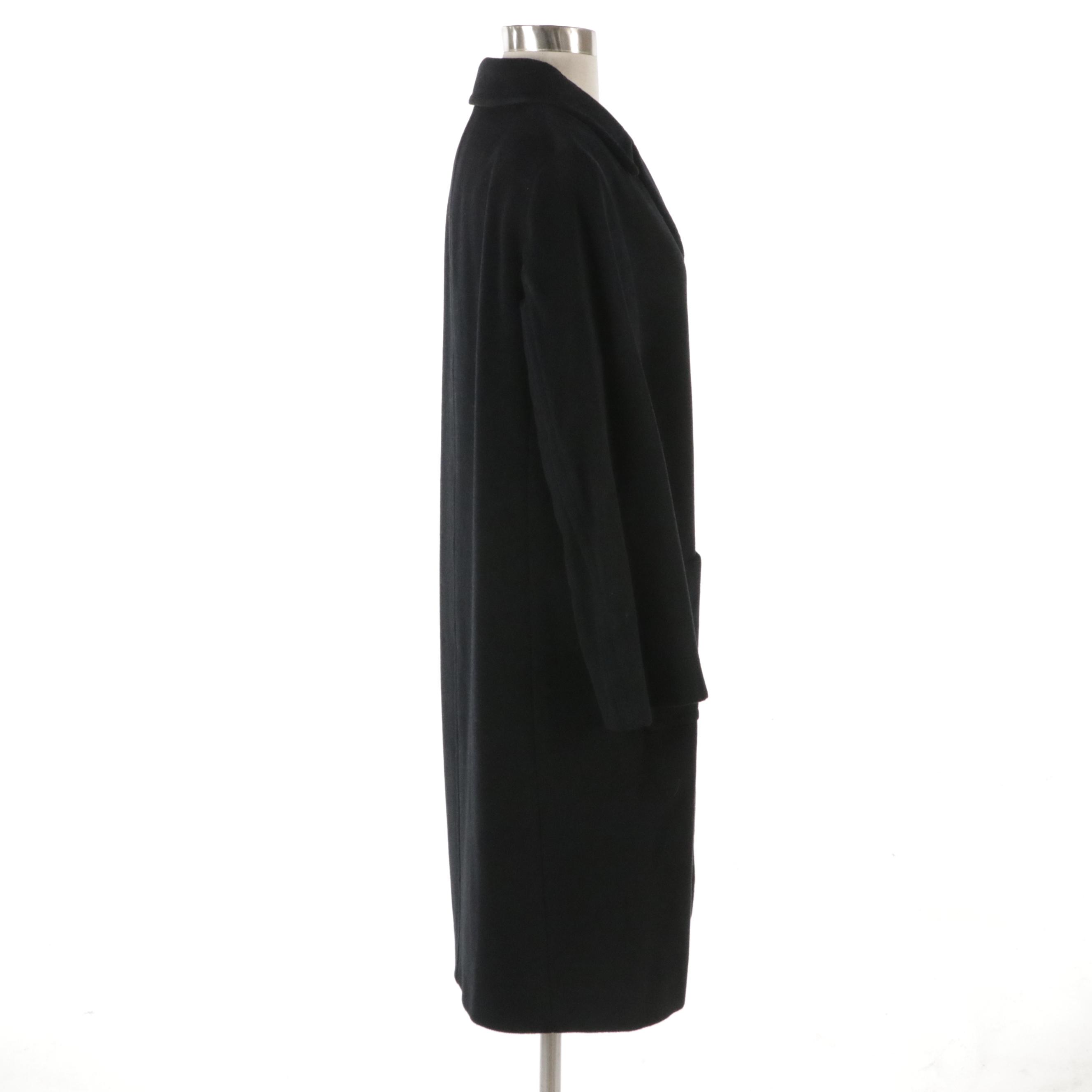 Luciano Barbera Black Wool and Cashmere Blend Three-Button Coat