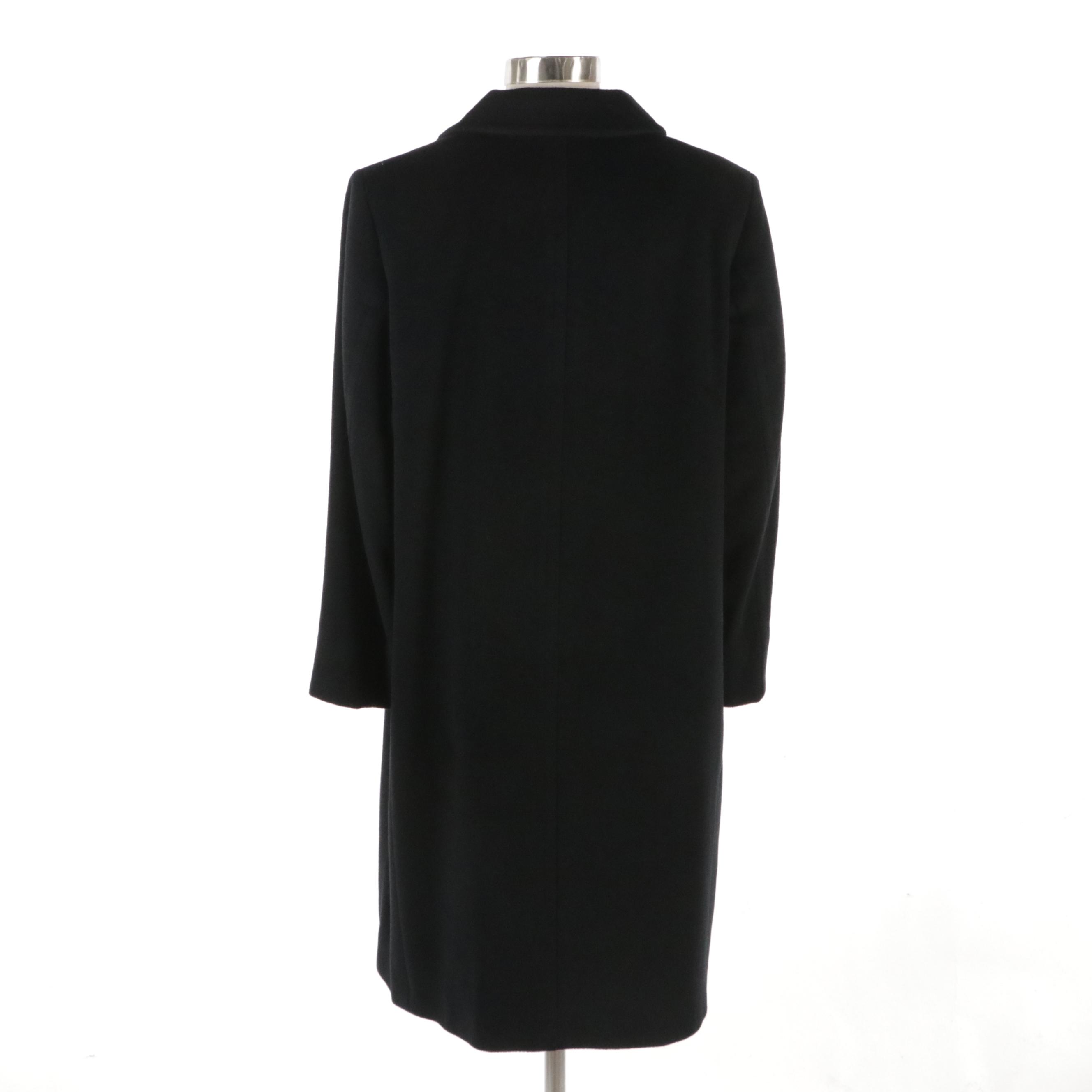 Luciano Barbera Black Wool and Cashmere Blend Three-Button Coat