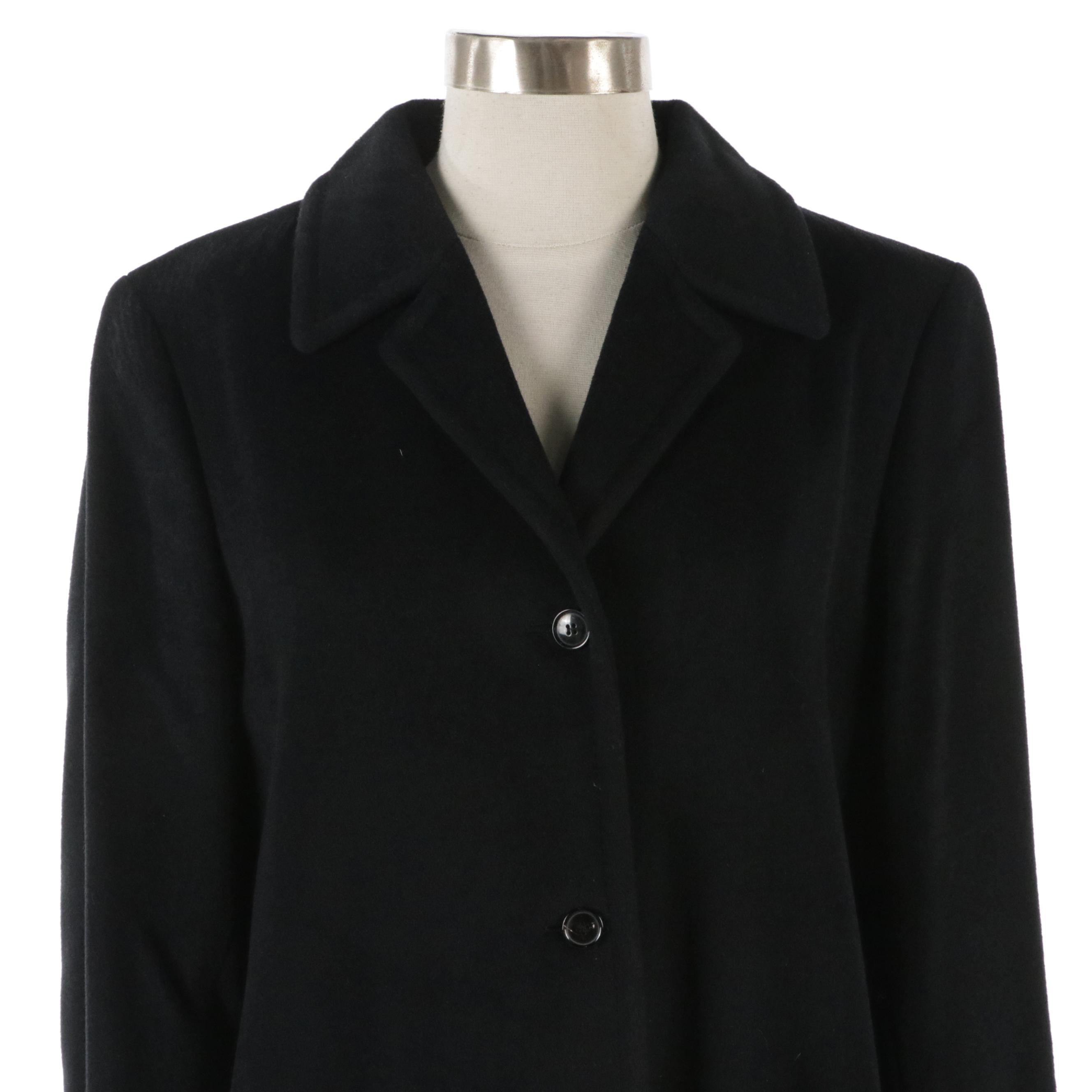 Luciano Barbera Black Wool and Cashmere Blend Three-Button Coat