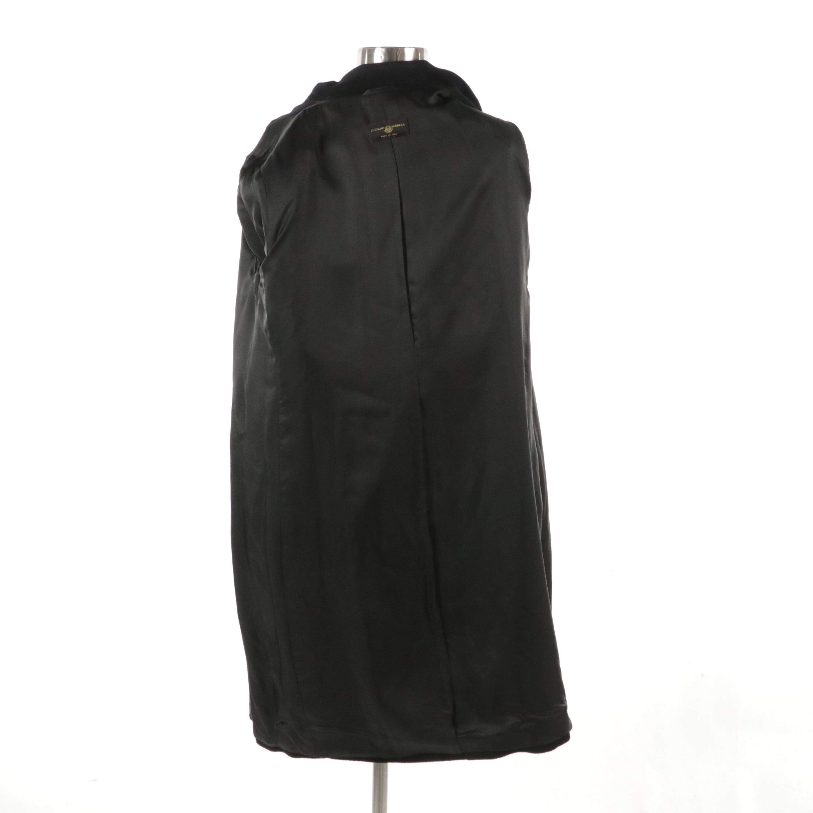 Luciano Barbera Black Wool and Cashmere Blend Three-Button Coat