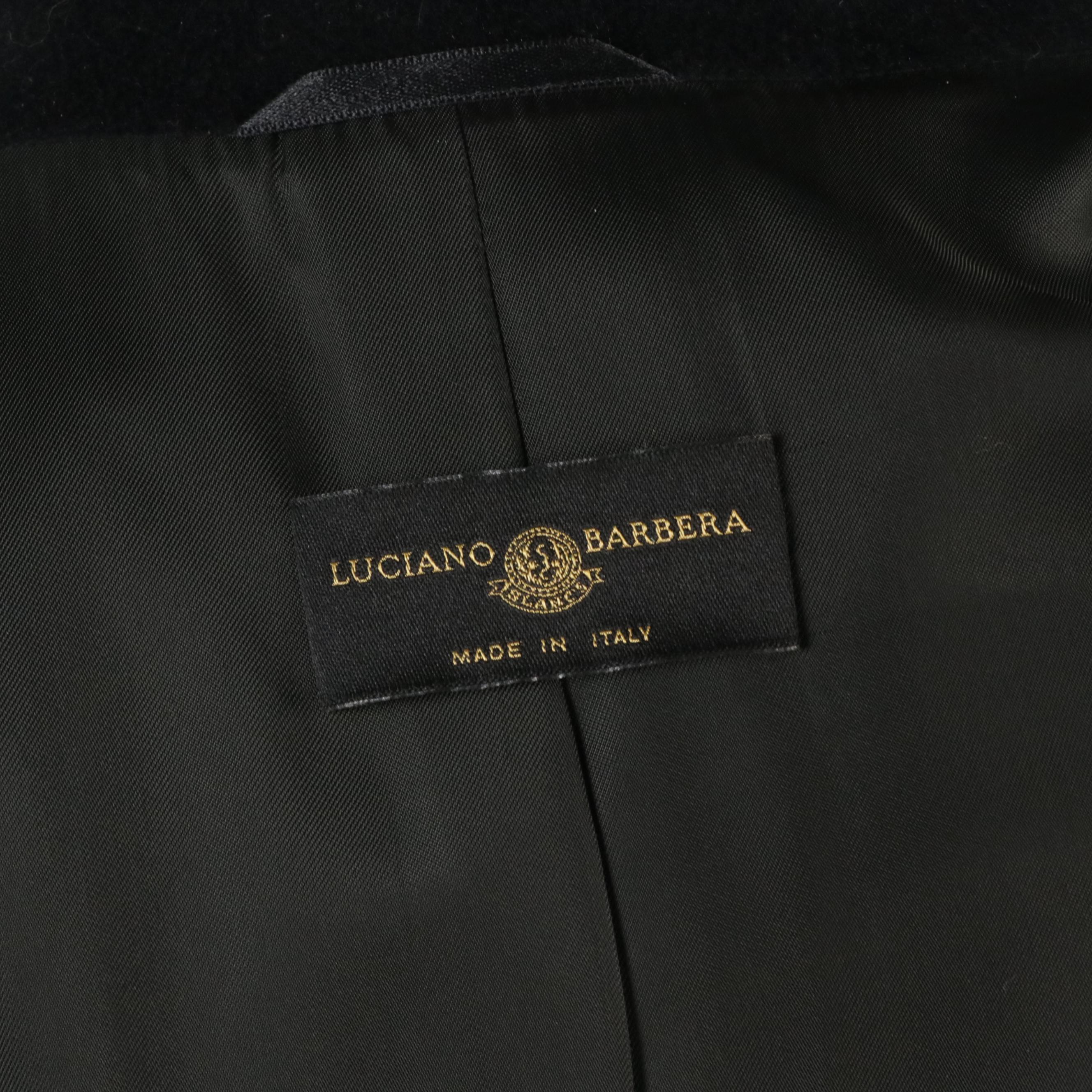 Luciano Barbera Black Wool and Cashmere Blend Three-Button Coat