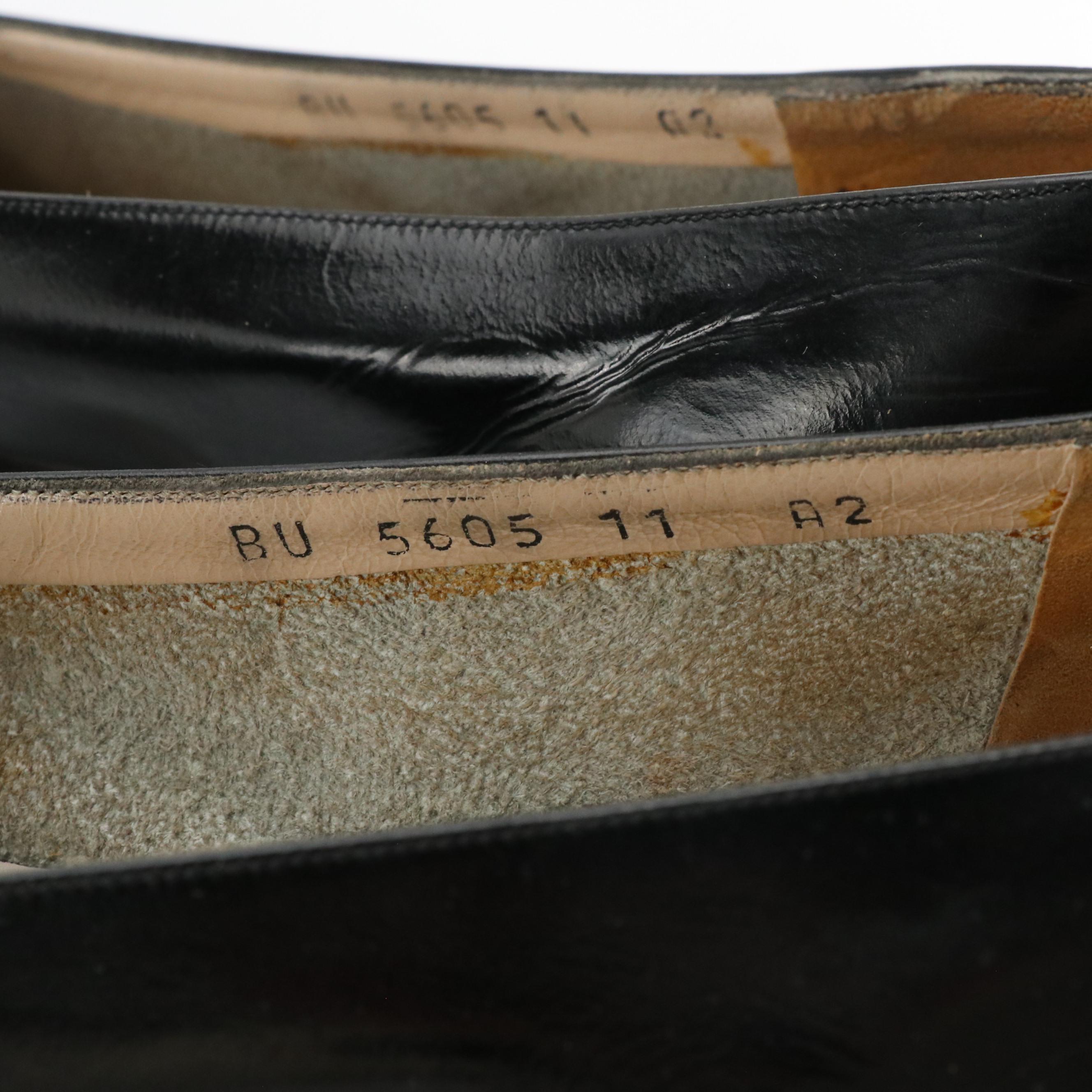 Salvatore Ferragamo Vintage Shiny Black Leather Bow Detailed Low-Heeled Shoes