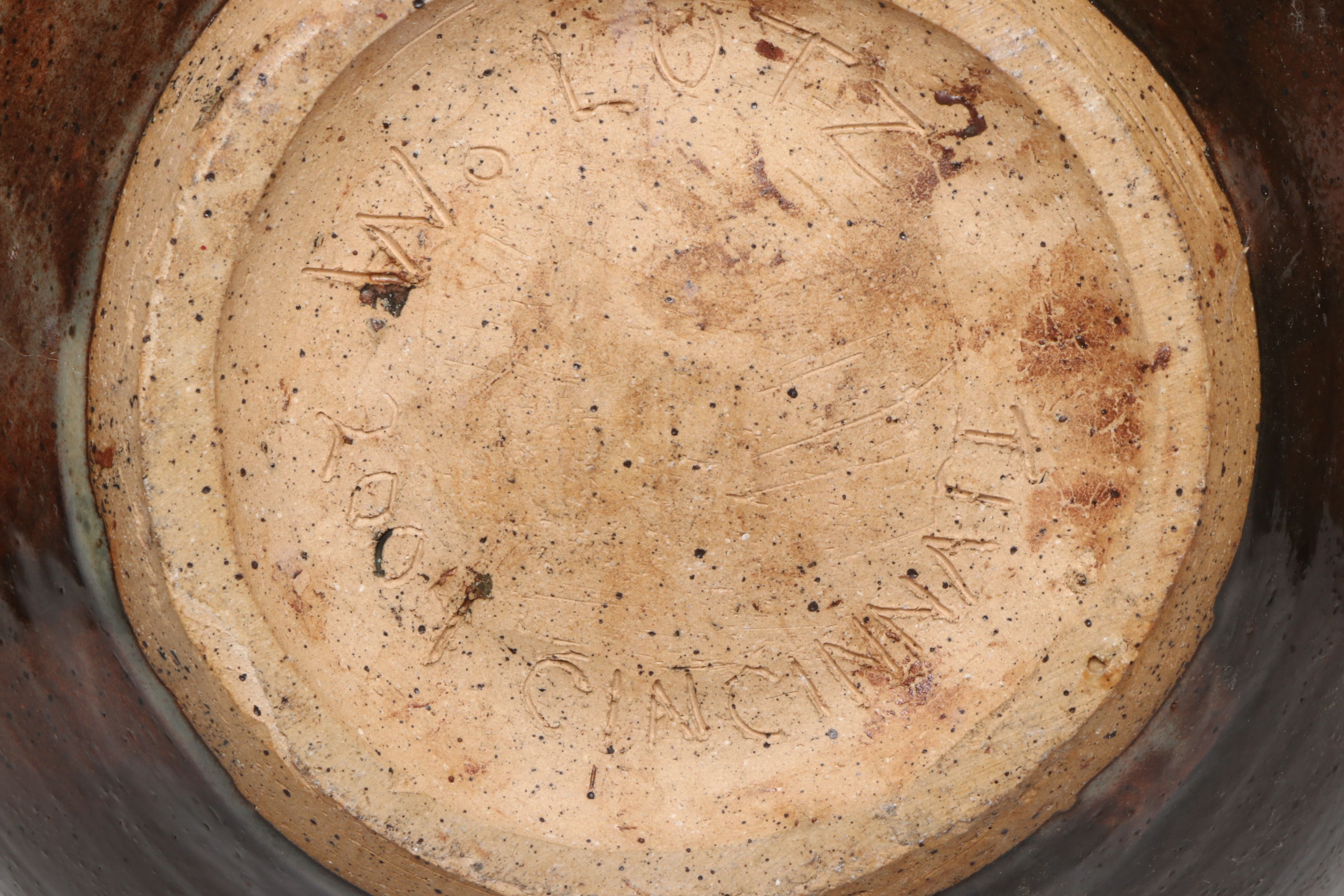 Frankoma Deco Style Ceramic Vase with Other Art Pottery Vases and Bowls