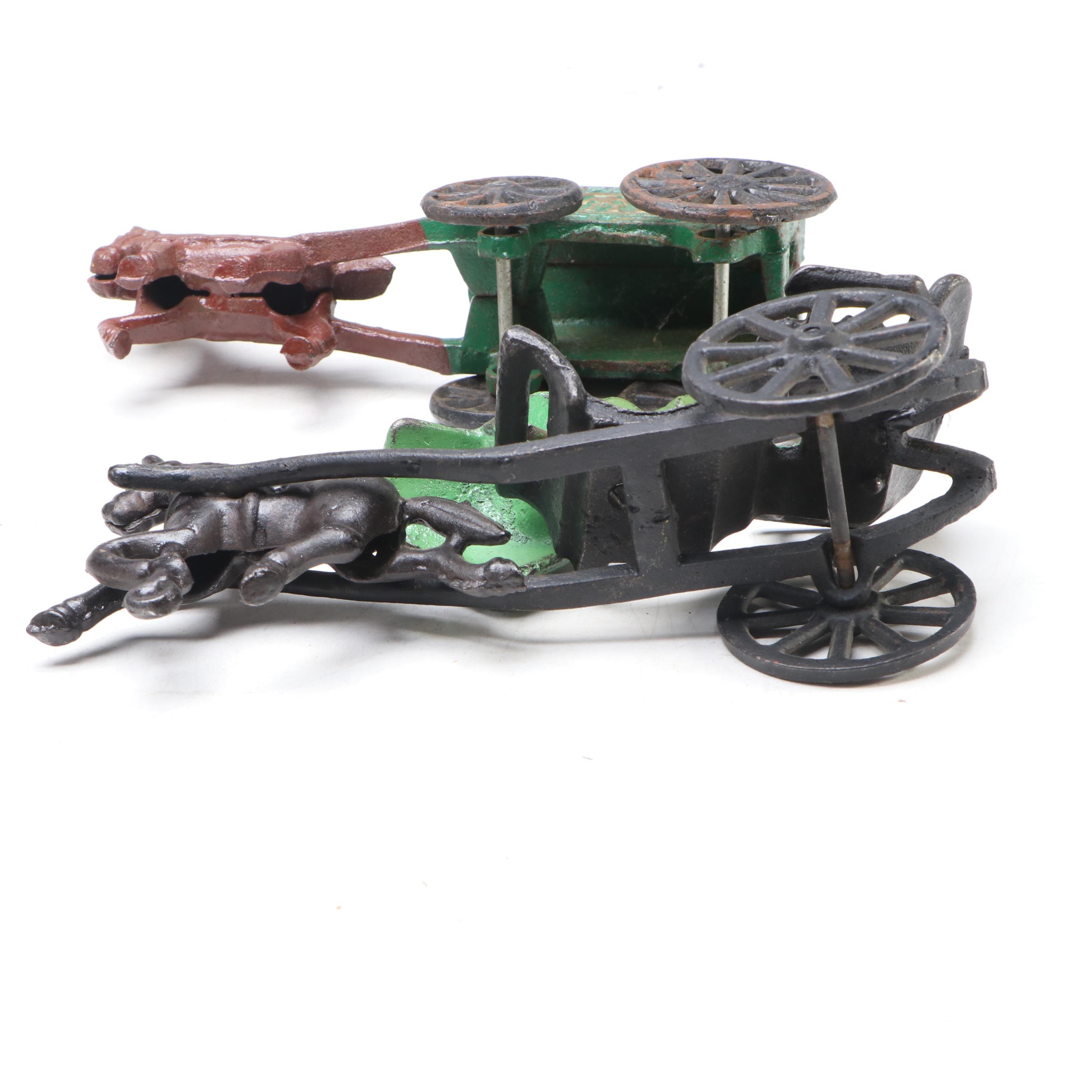 Cold-Painted Cast Iron Horse Drawn Buggies, Delivery Wagon and Stagecoach
