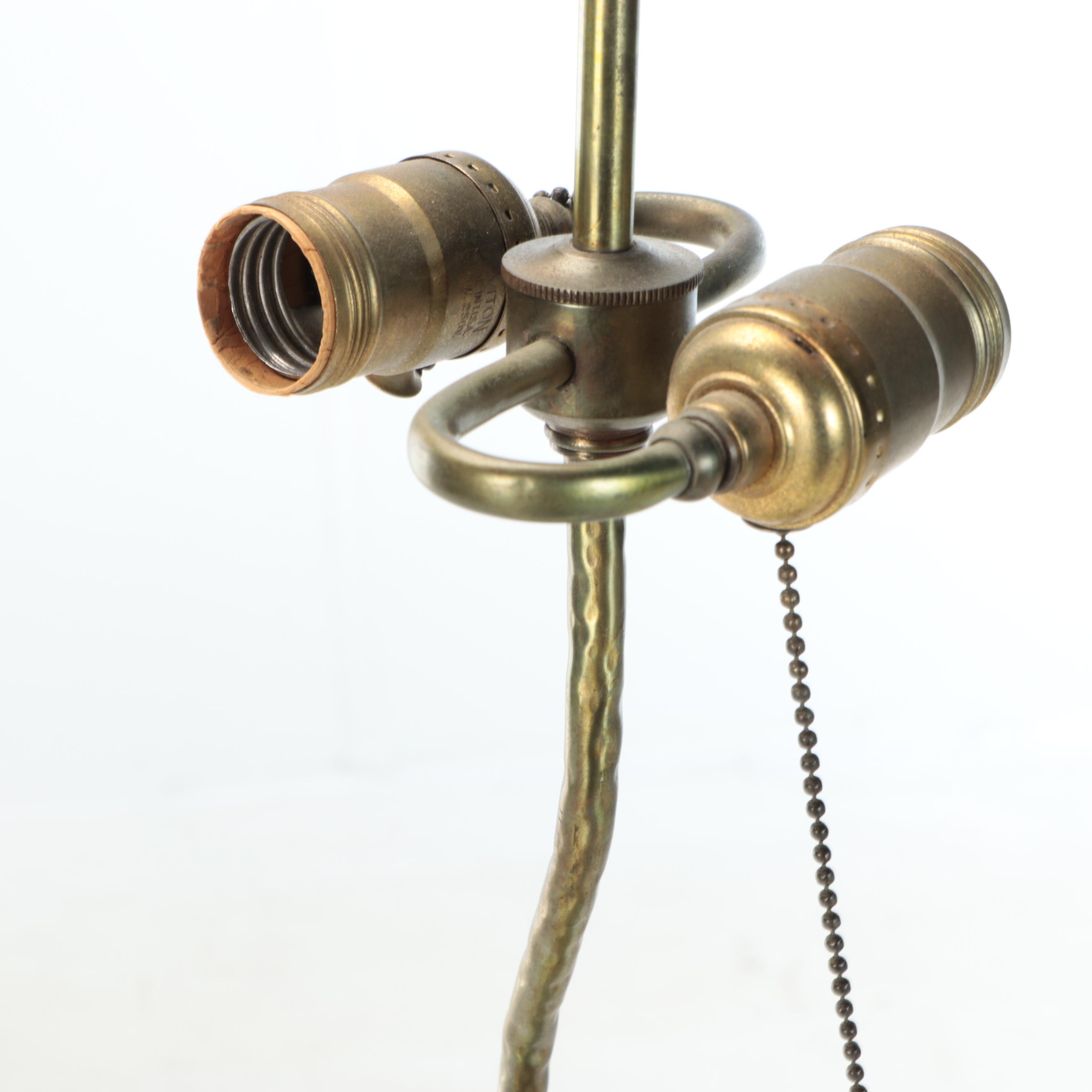 Chinese Hand-Carved Fluorite Censer Table Lamp with Silk Shade