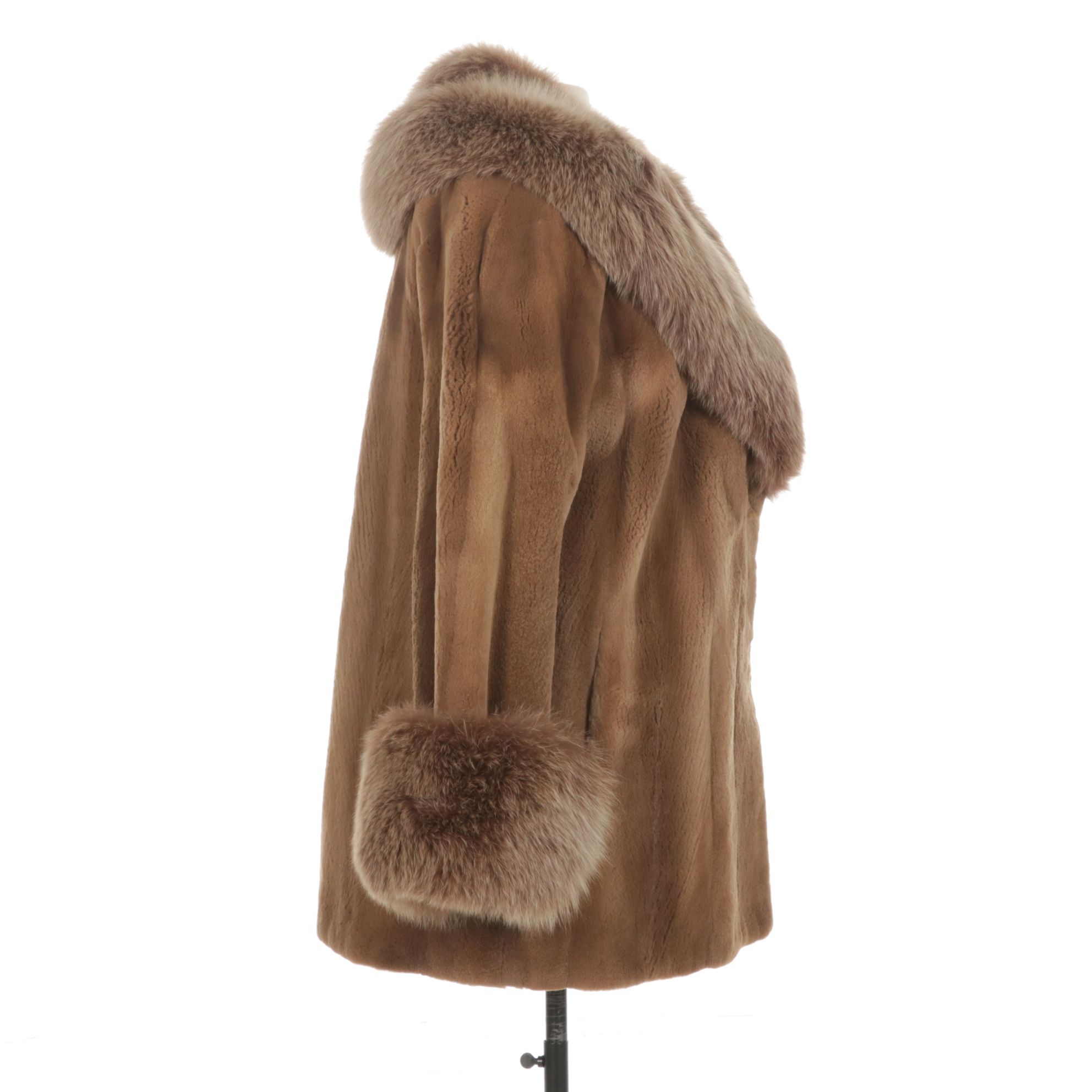 Sheared Mink Fur Stroller with Fox Fur Trim by York Furrier