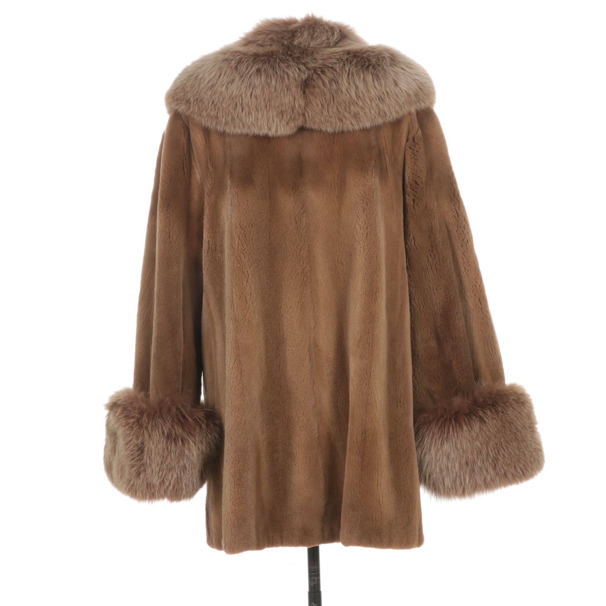 Sheared Mink Fur Stroller with Fox Fur Trim by York Furrier