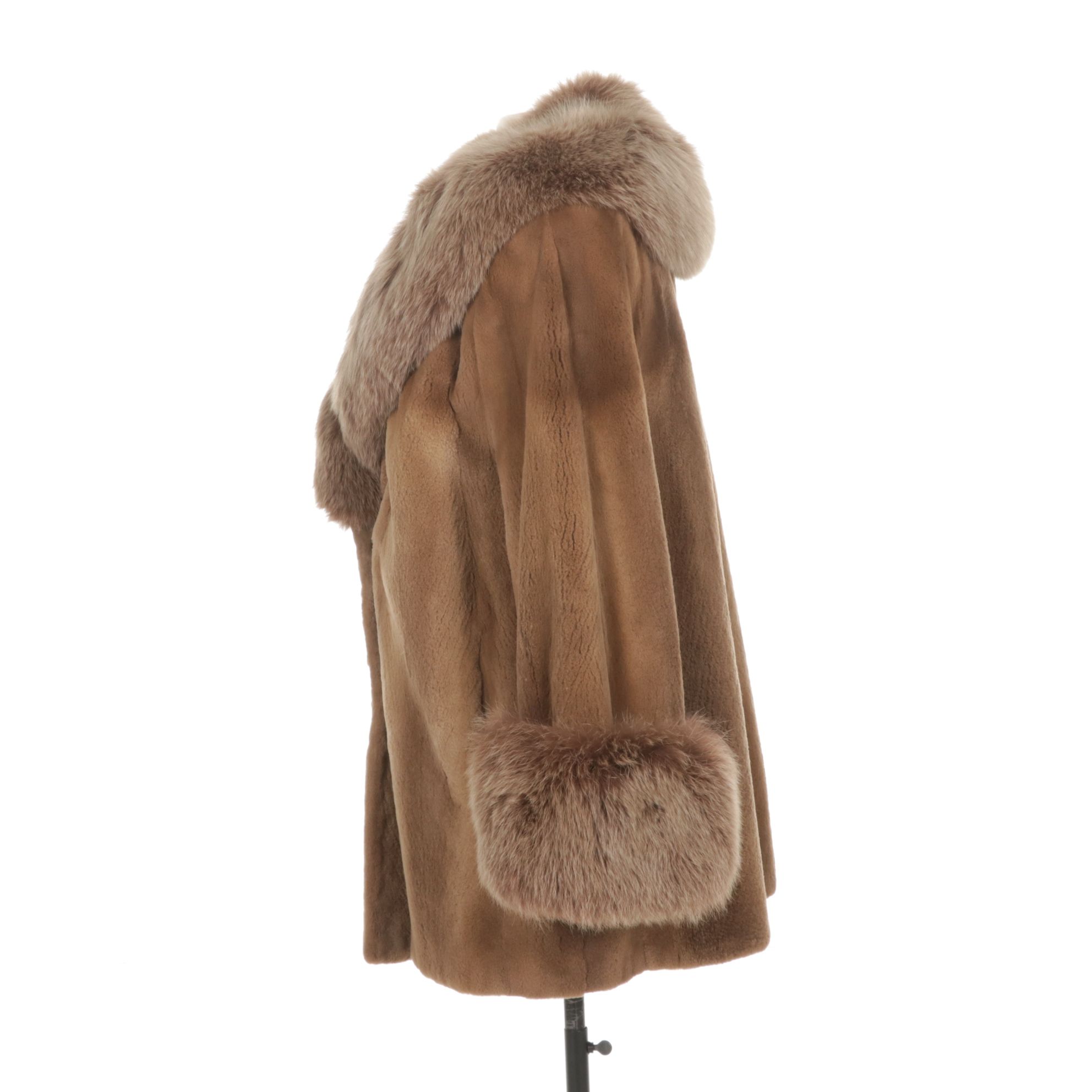 Sheared Mink Fur Stroller with Fox Fur Trim by York Furrier