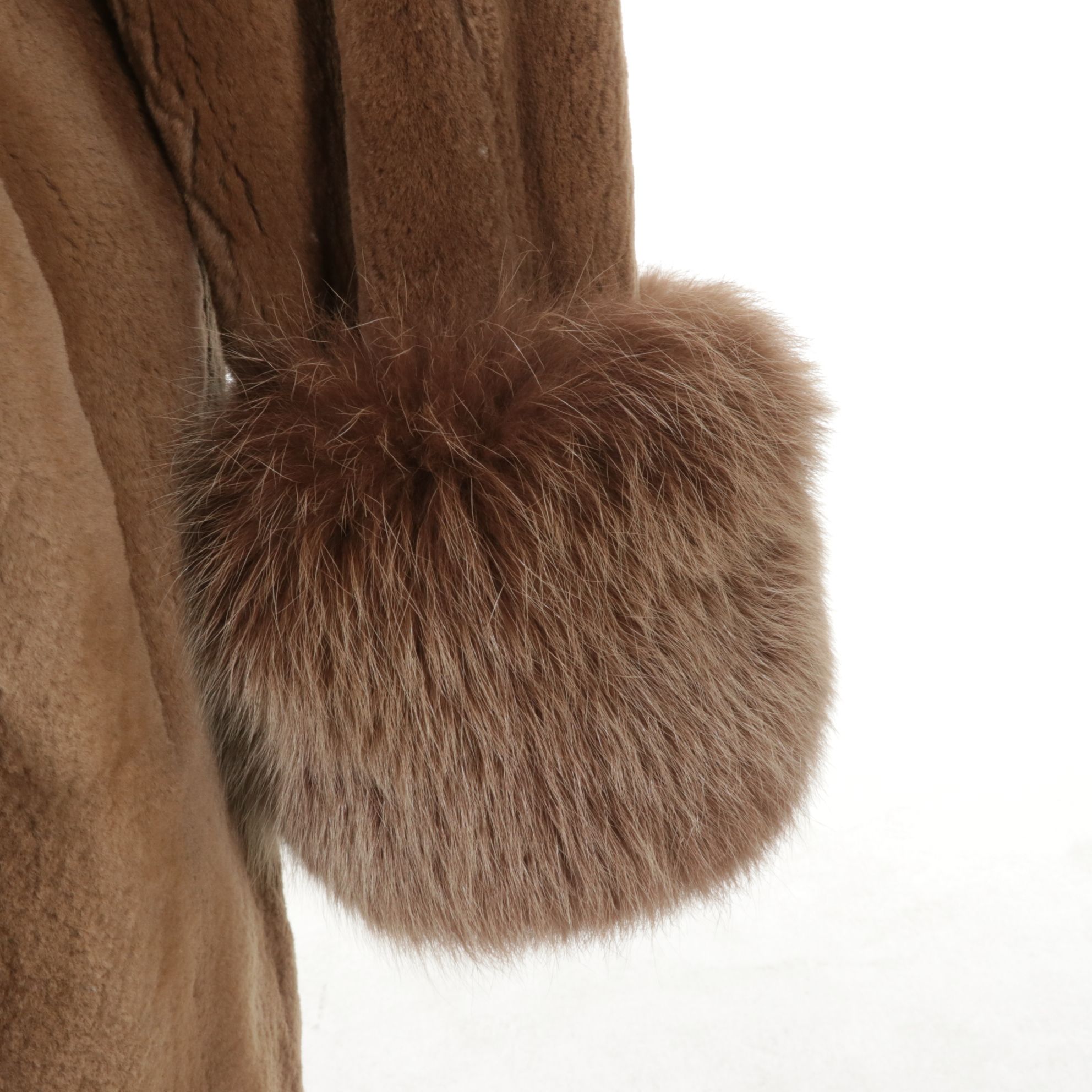 Sheared Mink Fur Stroller with Fox Fur Trim by York Furrier