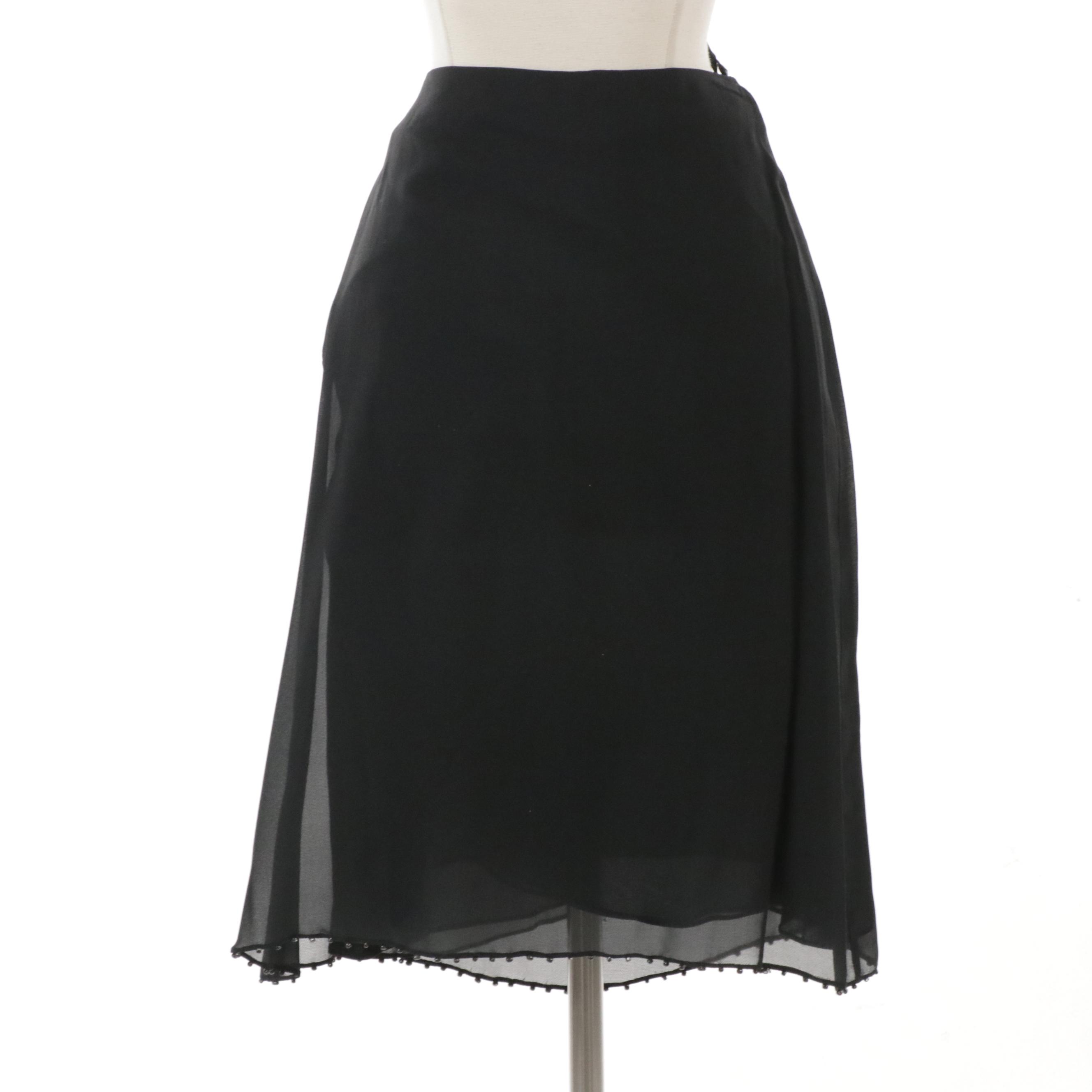 Gucci Beaded Black Silk Skirt with Tags