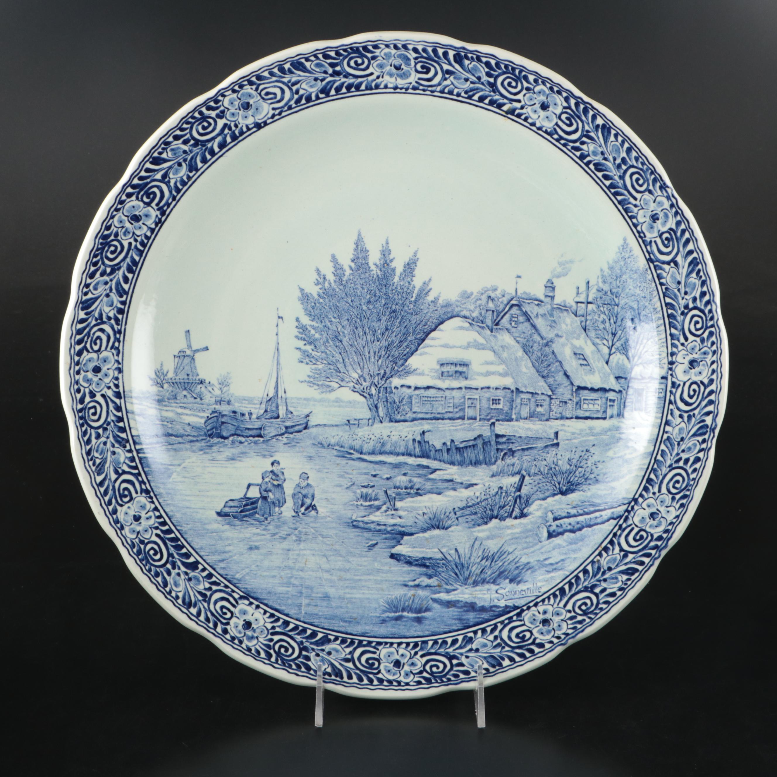 Royal Boch and Royal Bonn Platters with More Delft Blue Tableware and Storage
