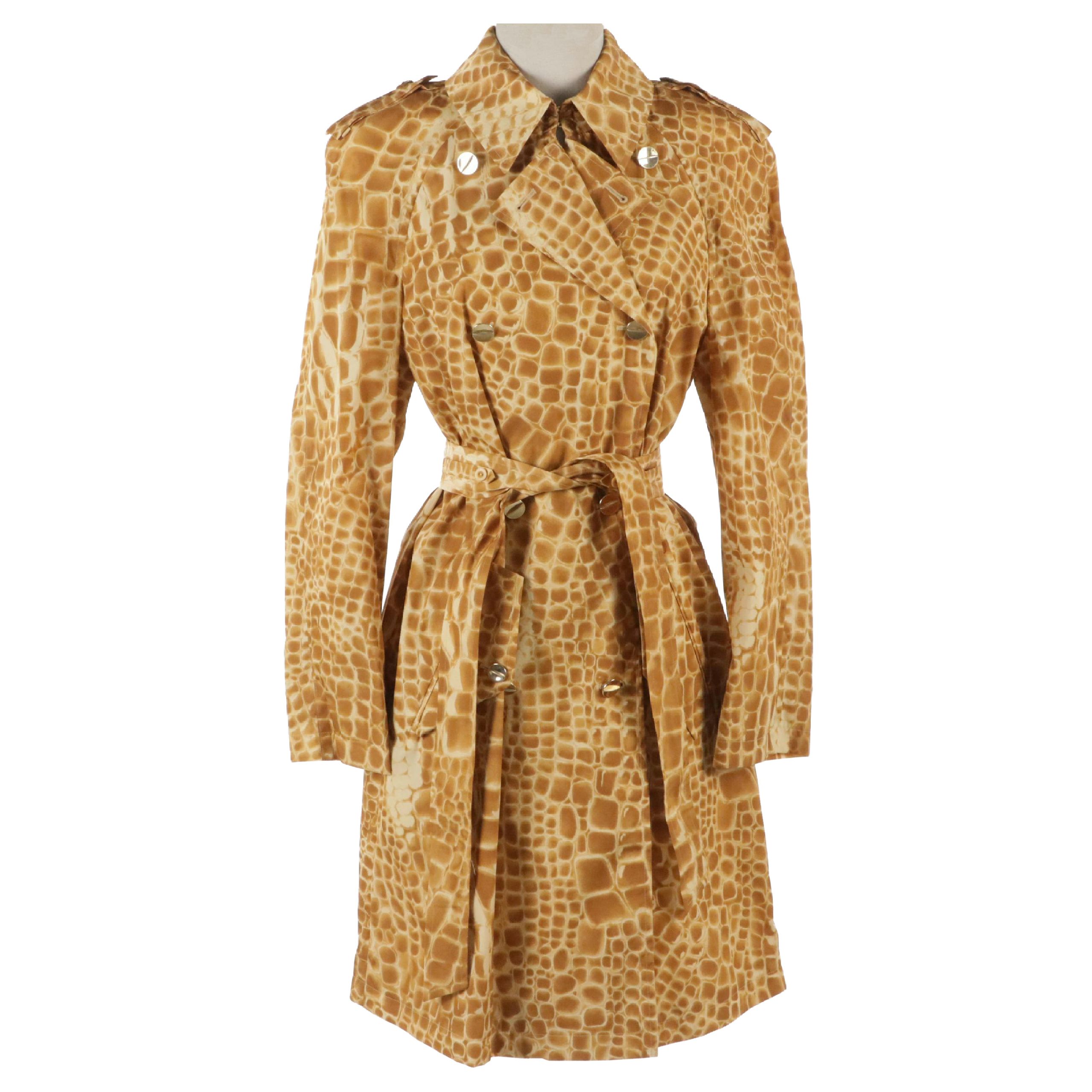 Escada Animal Printed Nylon Short Trench Coat, With Tags