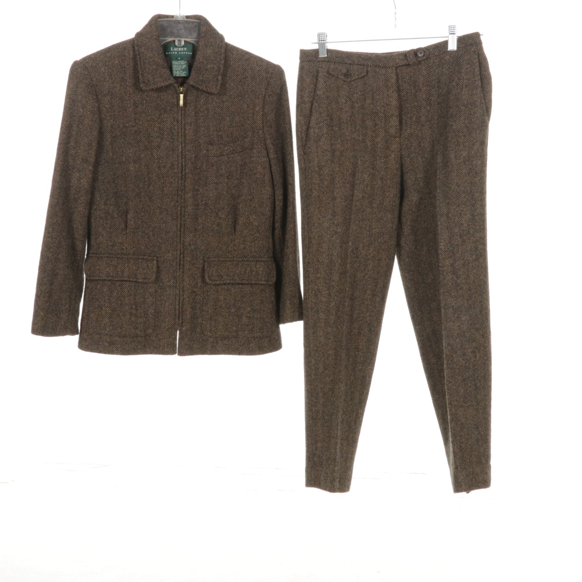 Lauren Ralph Lauren Wool Herringbone Tweed Suit with Creme Wool Peacoat and More