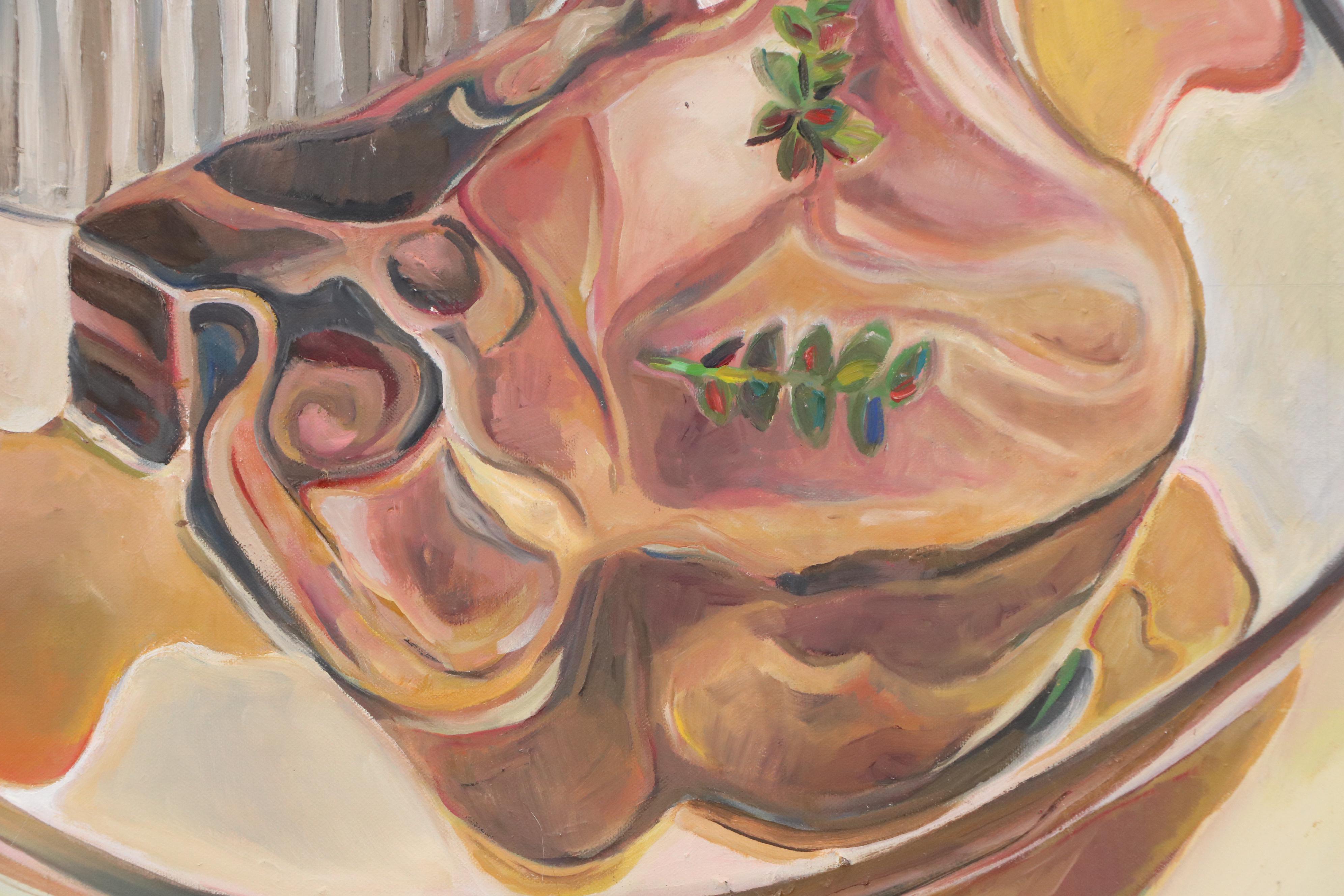Mauri Moskowitz Acrylic Painting of Meal with Pork Chop