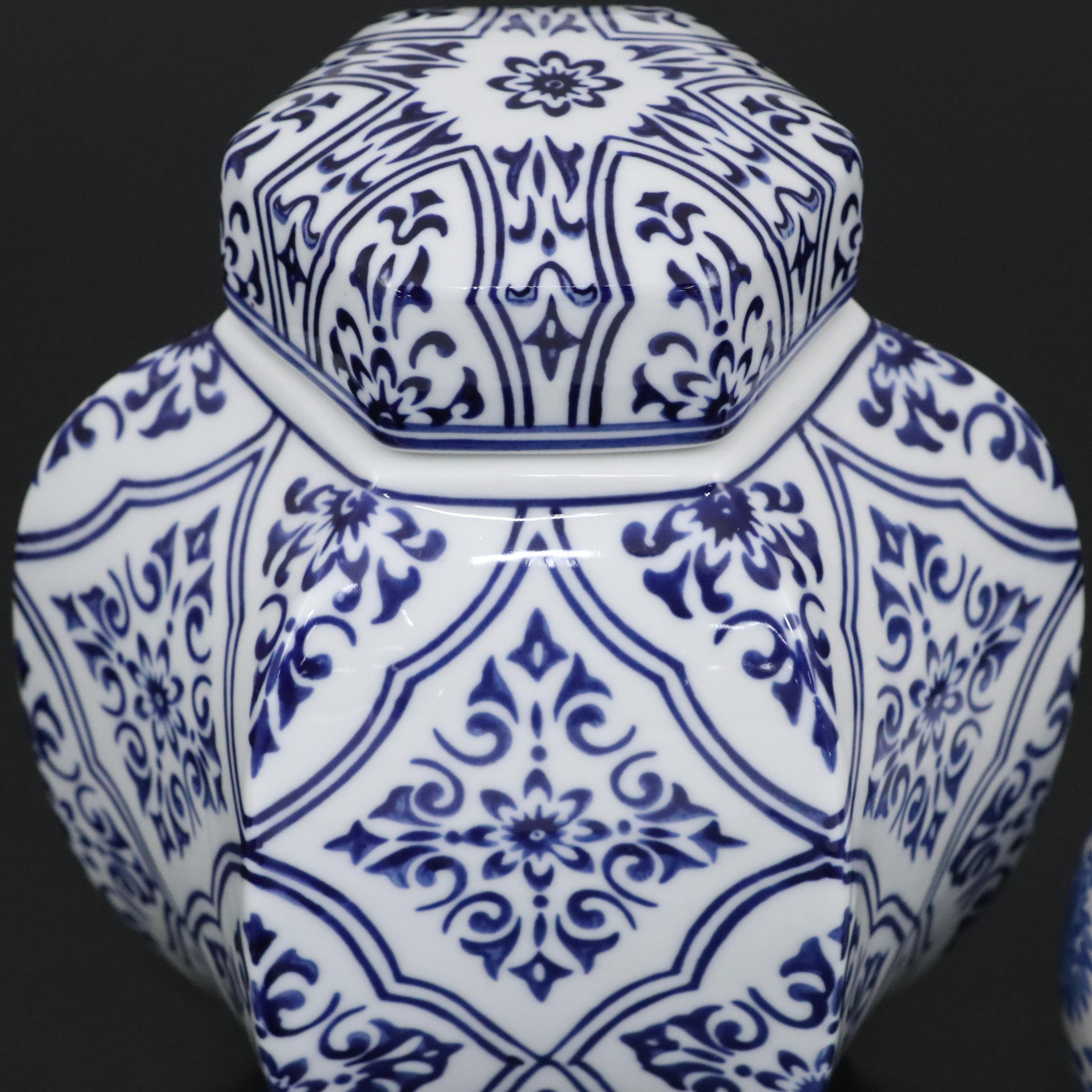 Blue & White Porcelain Ginger Jar with Takahashi Lidded Box and Small Ginger Jar