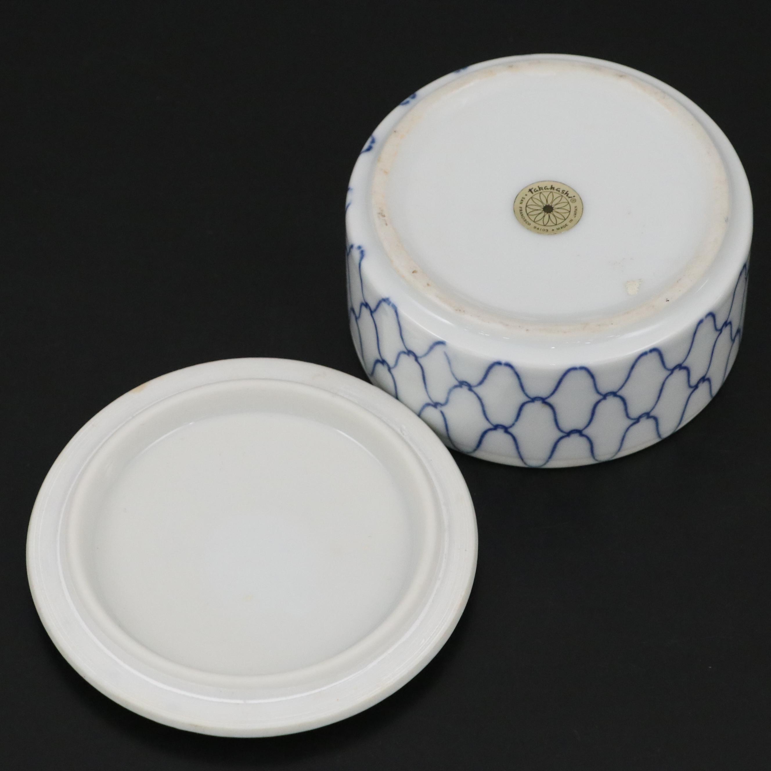 Blue & White Porcelain Ginger Jar with Takahashi Lidded Box and Small Ginger Jar