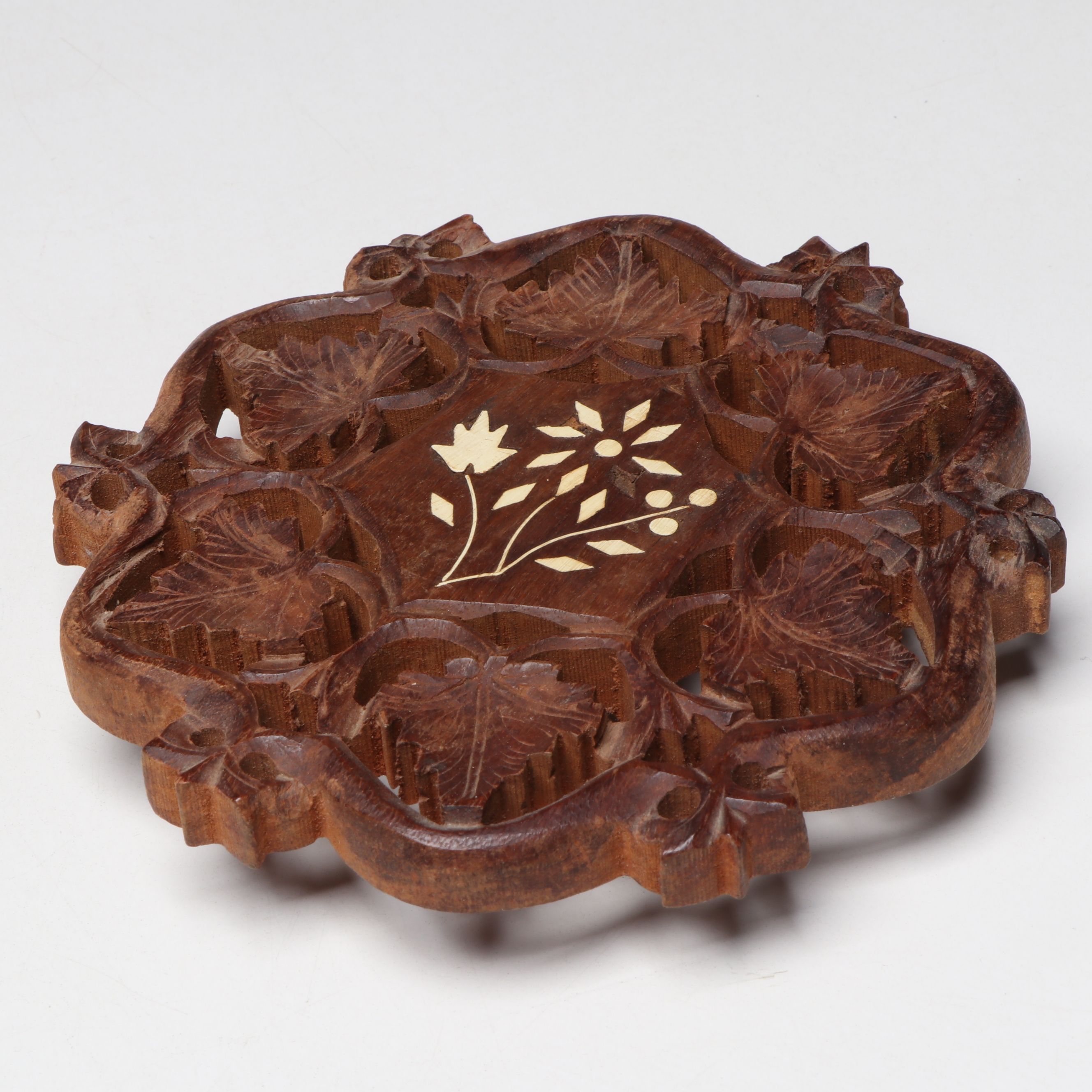 Indian Hand-Carved and Inlaid Trivets, with More Table Décor and Poker Chips