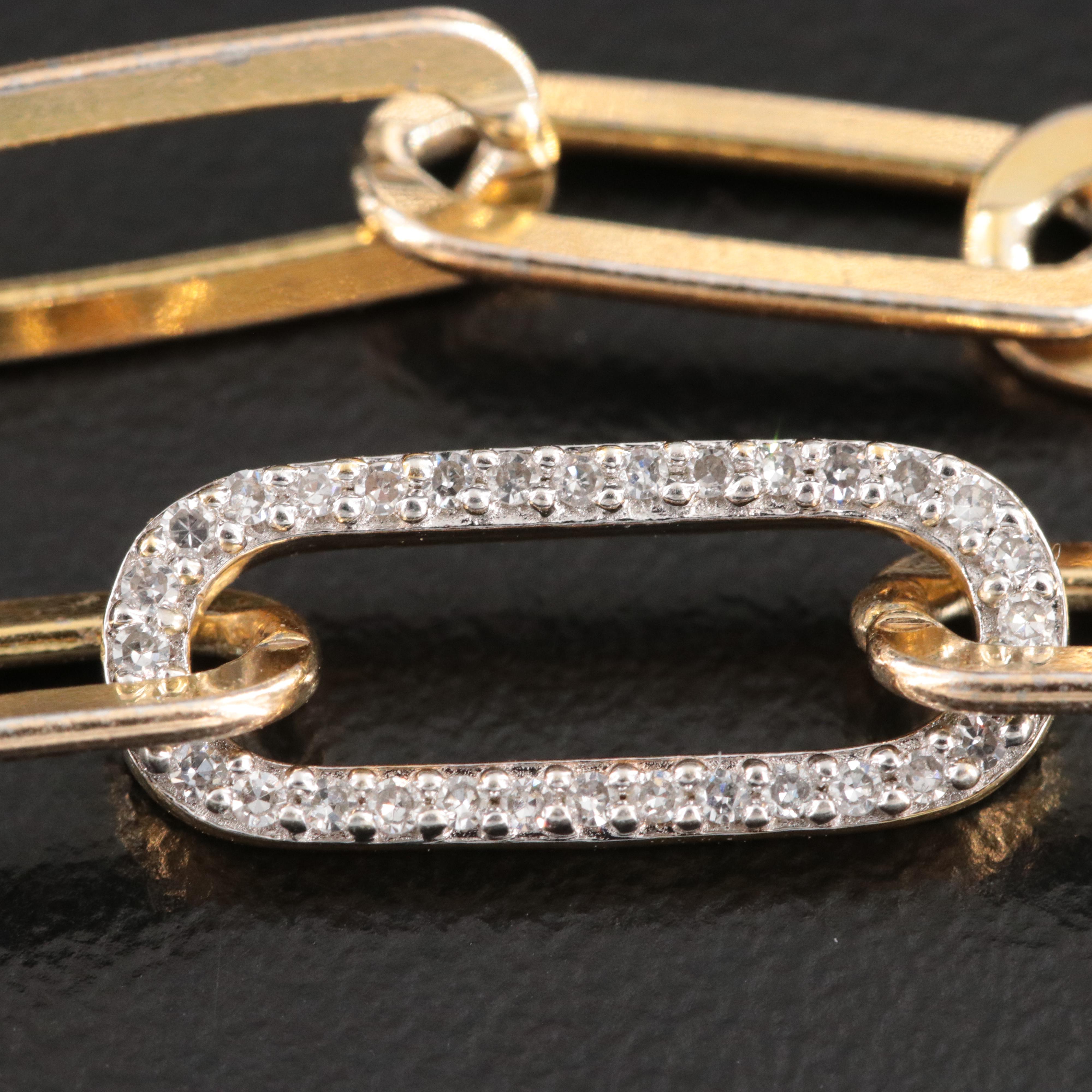 Sterling Diamond Paper Clip Bracelet