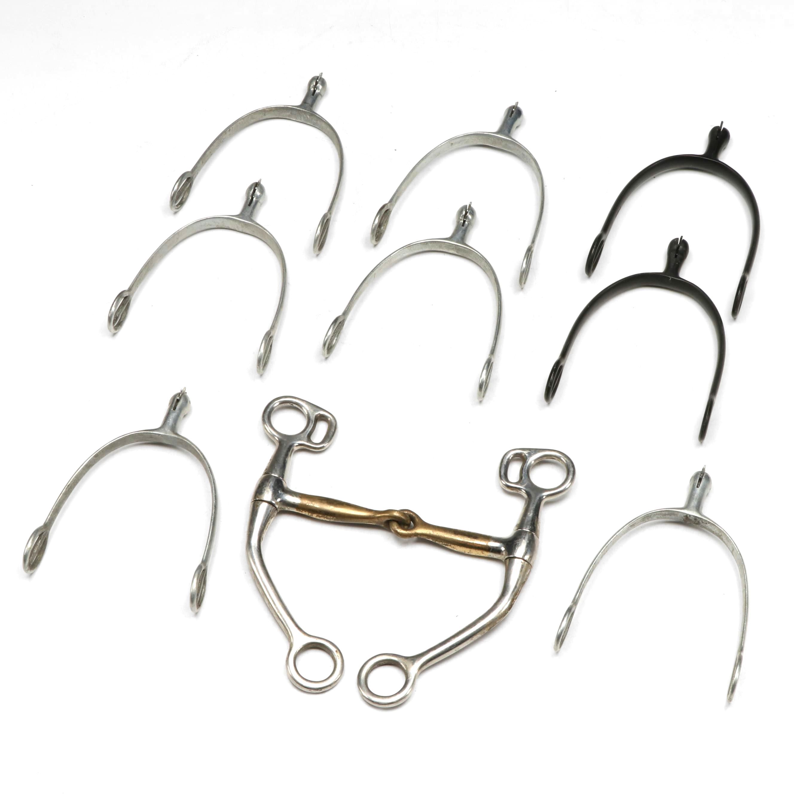 Equestrian Spurs with Copper and Metal Horse Bit