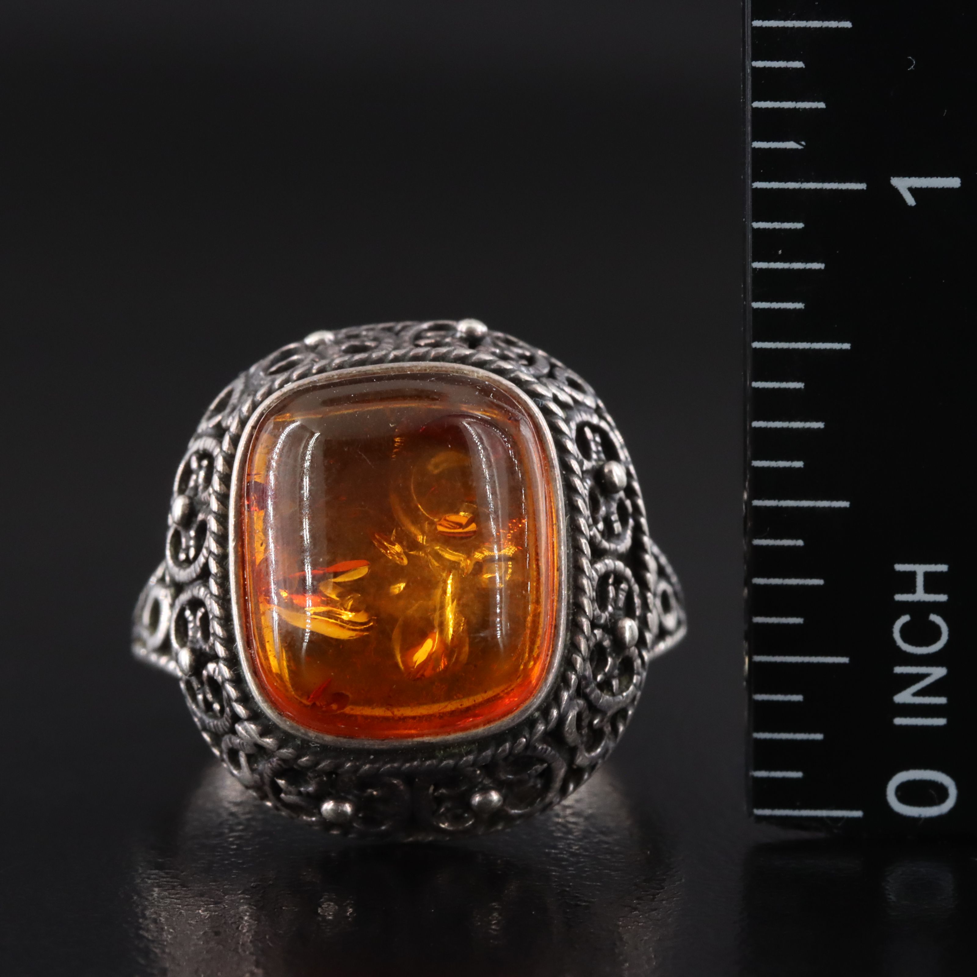 Sterling Amber Ring and Pendant