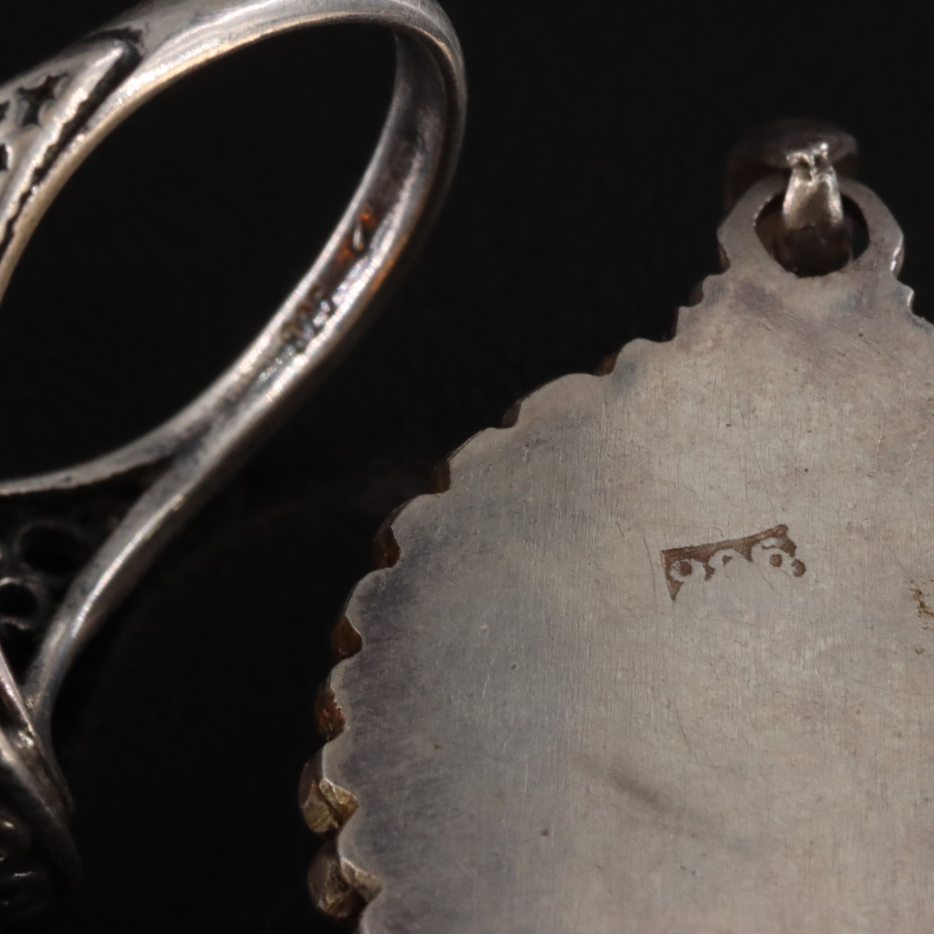 Sterling Amber Ring and Pendant