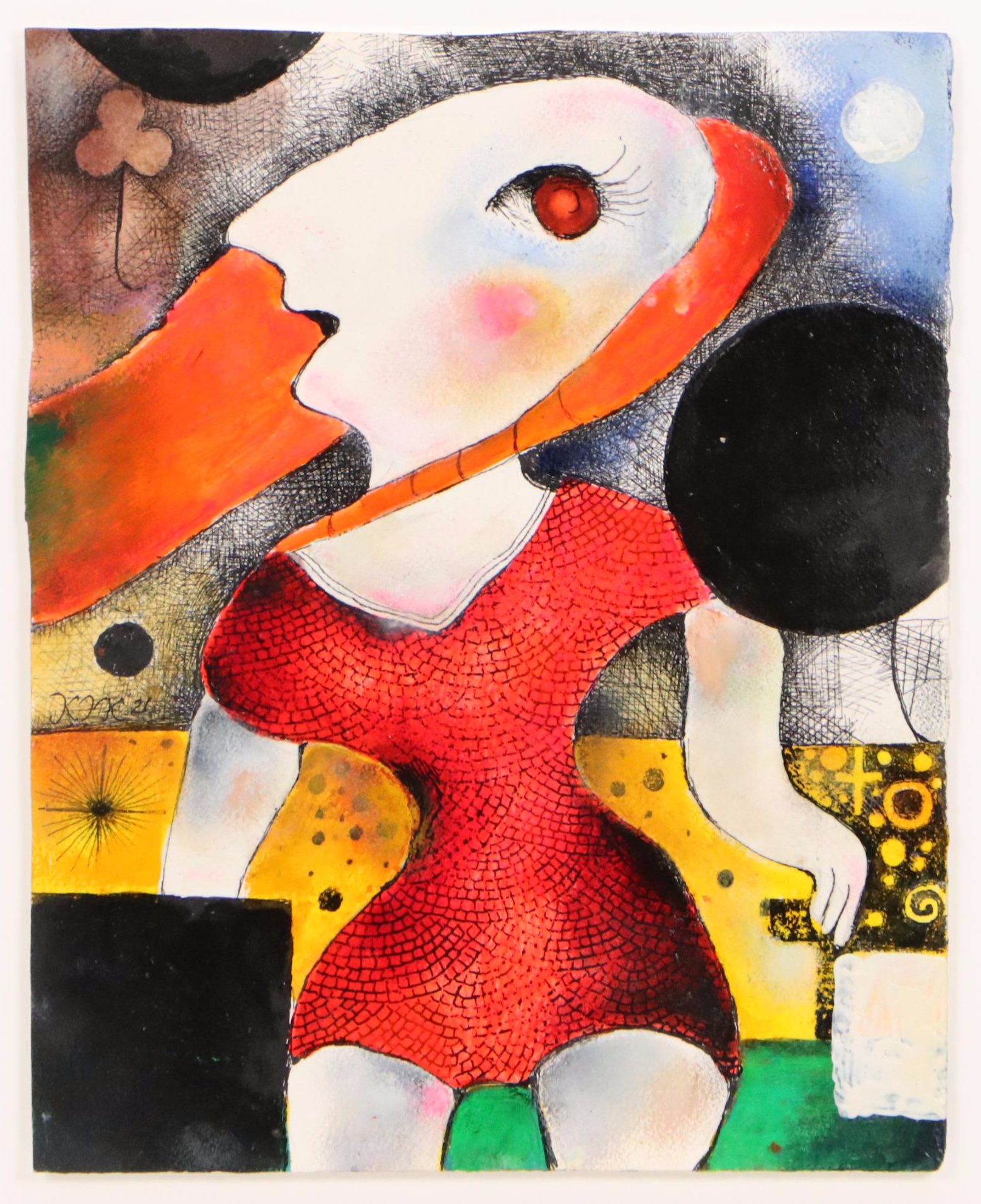 Nikolay Manuylov "Kuk" Surrealist Mixed Media Painting, 2021