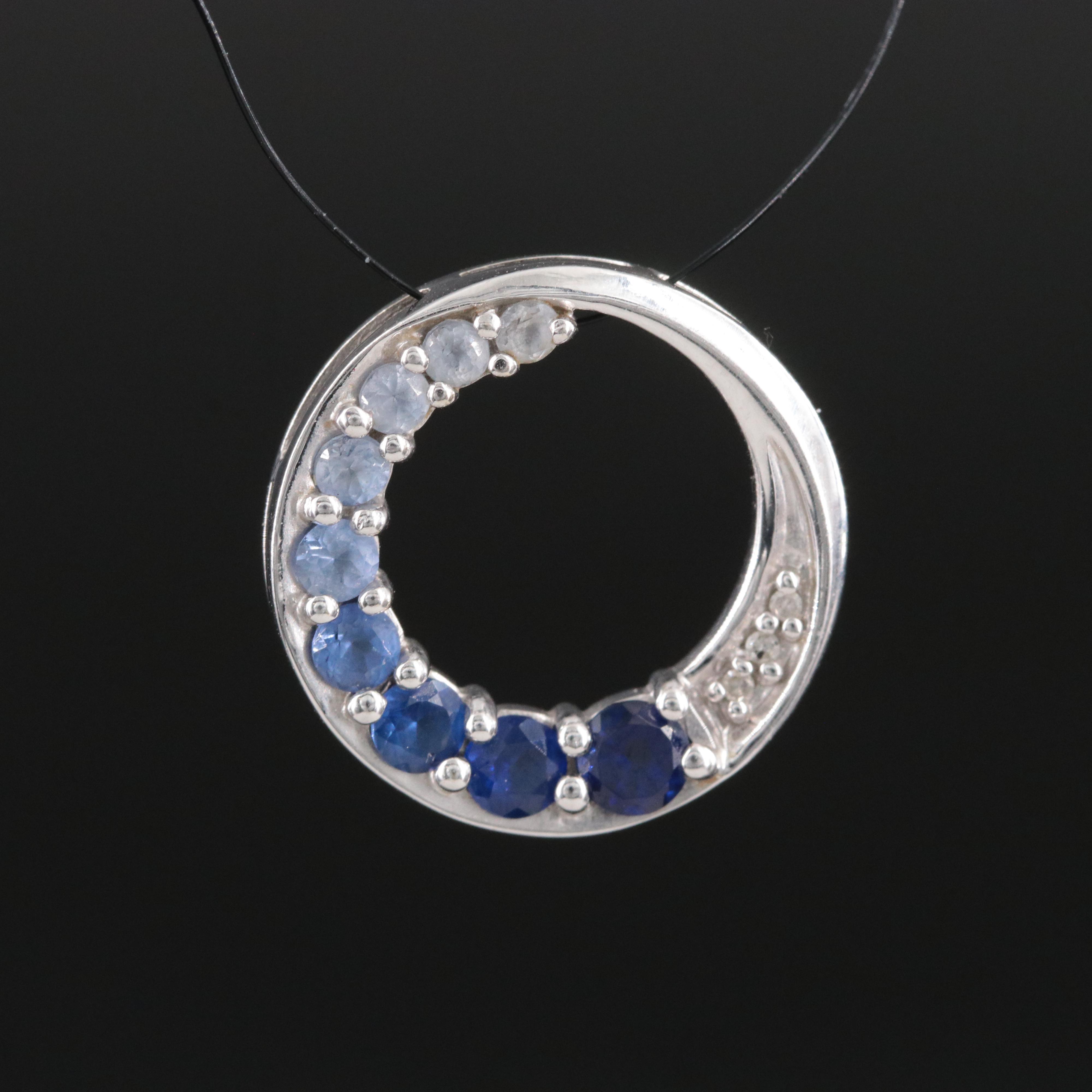 Sterling Sapphire Circle Pendant