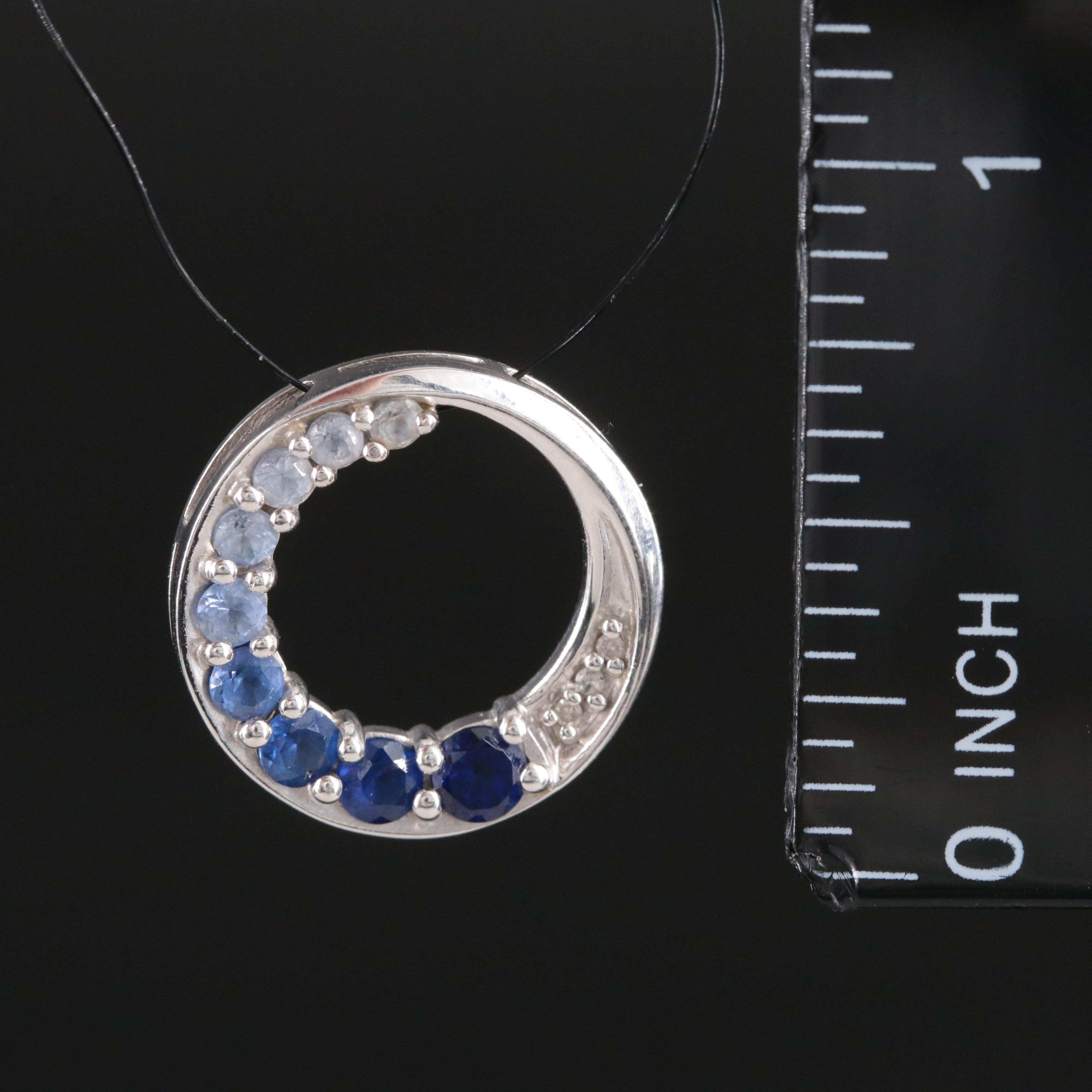 Sterling Sapphire Circle Pendant