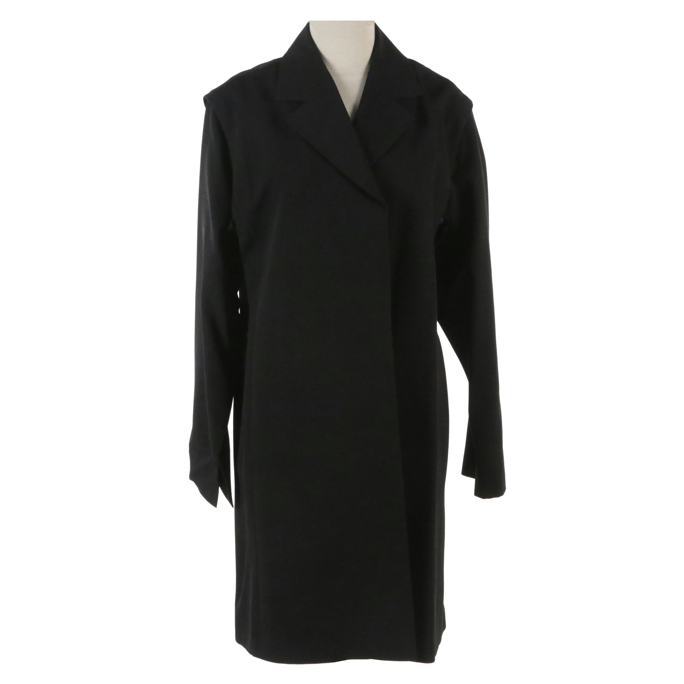 Jean Paul Knott Black Wool Gabardine Open-Front Coat with Removable Sleeves