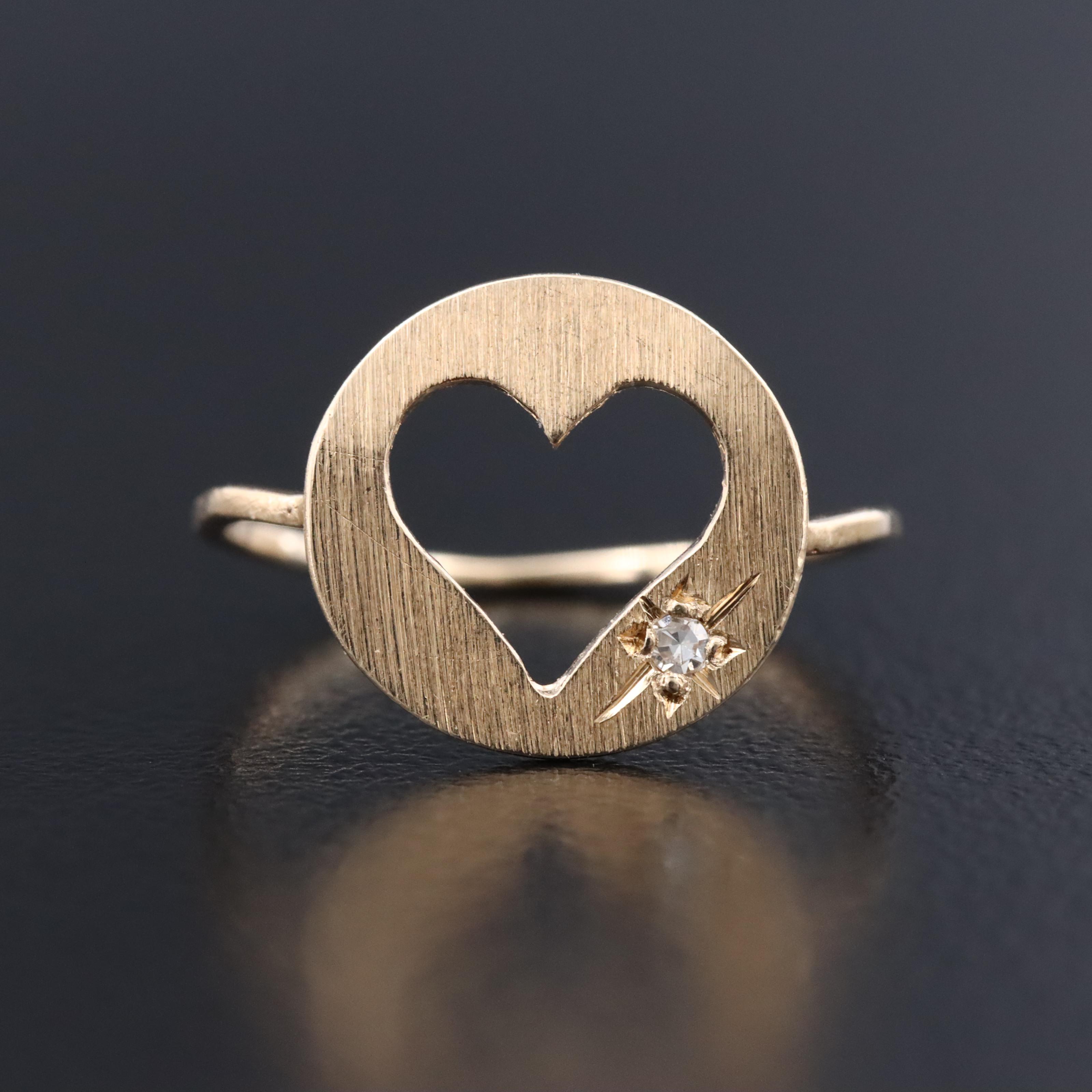 14K 0.01 CT Diamond Heart Ring