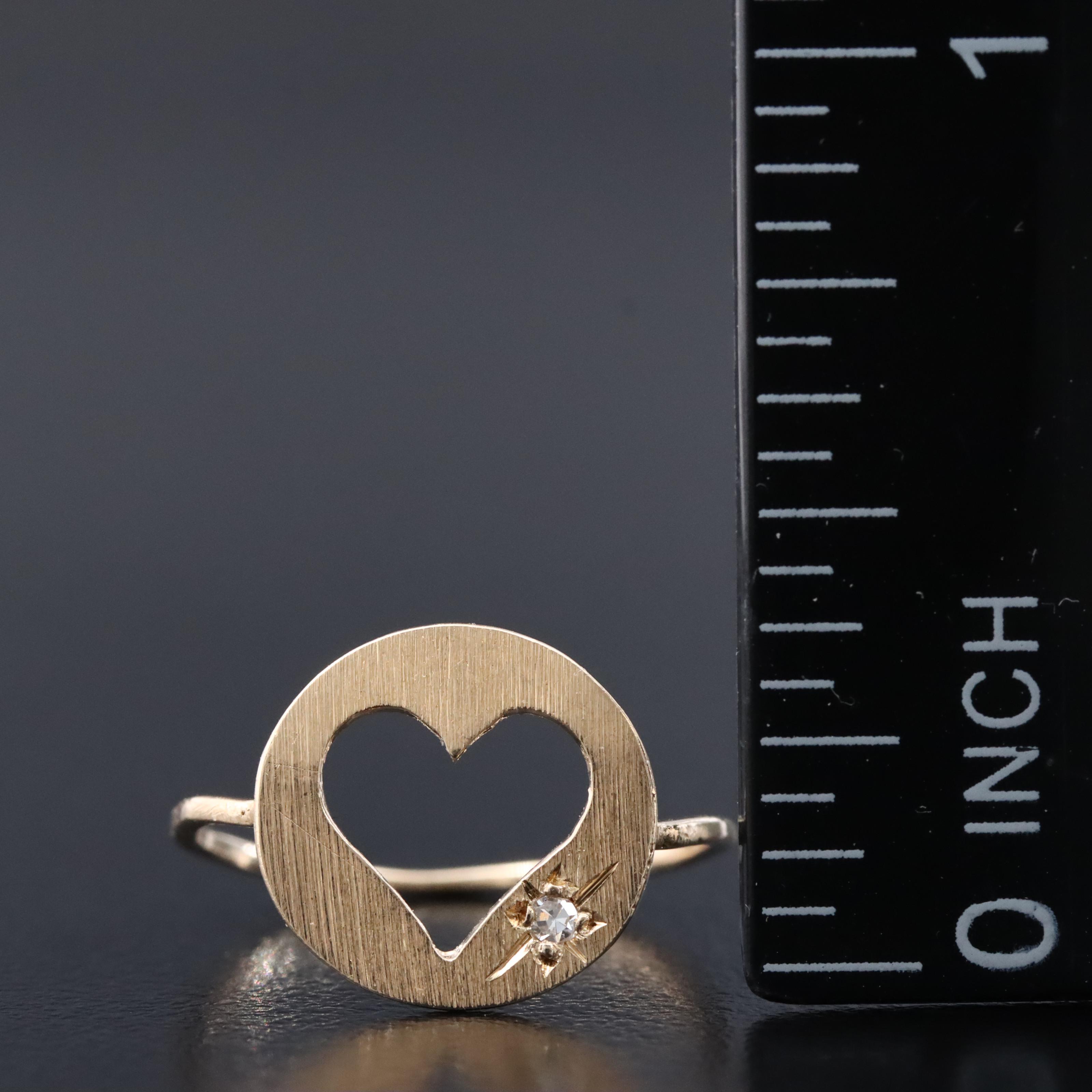 14K 0.01 CT Diamond Heart Ring