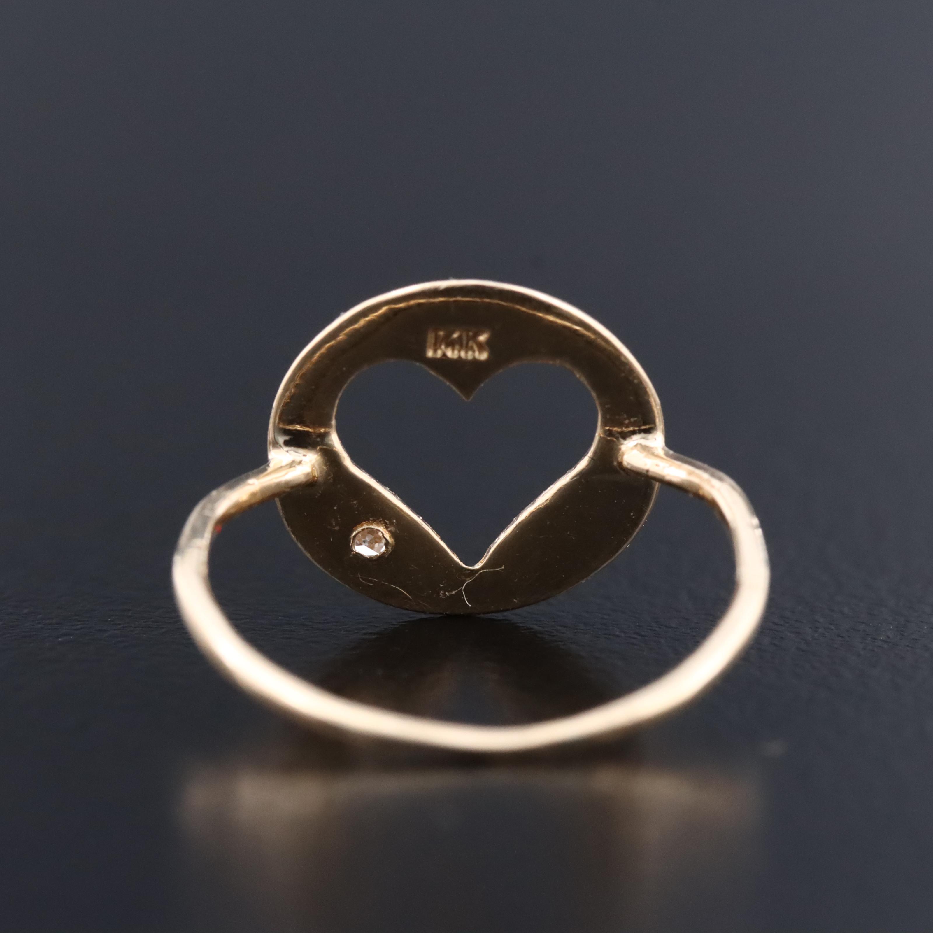 14K 0.01 CT Diamond Heart Ring